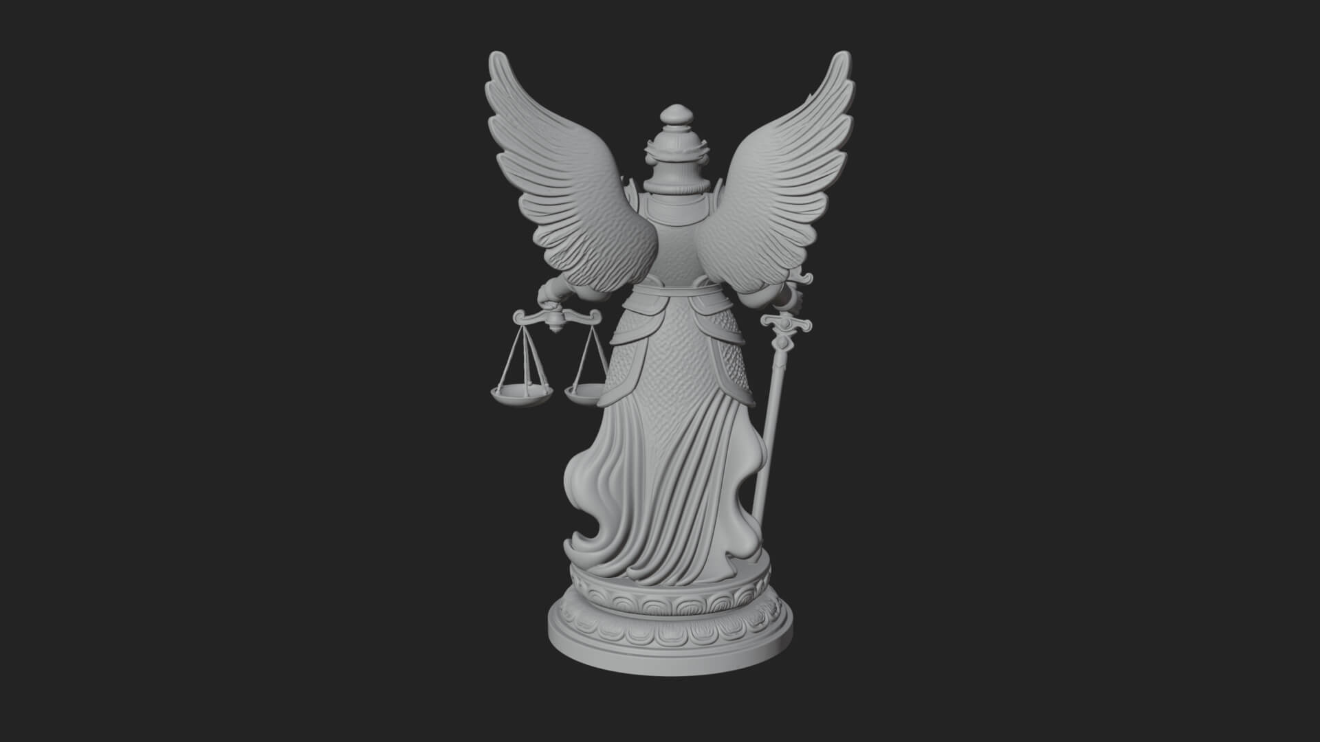 Winged Angel of Justice Statue Design 1 3D Print Model 3D Model