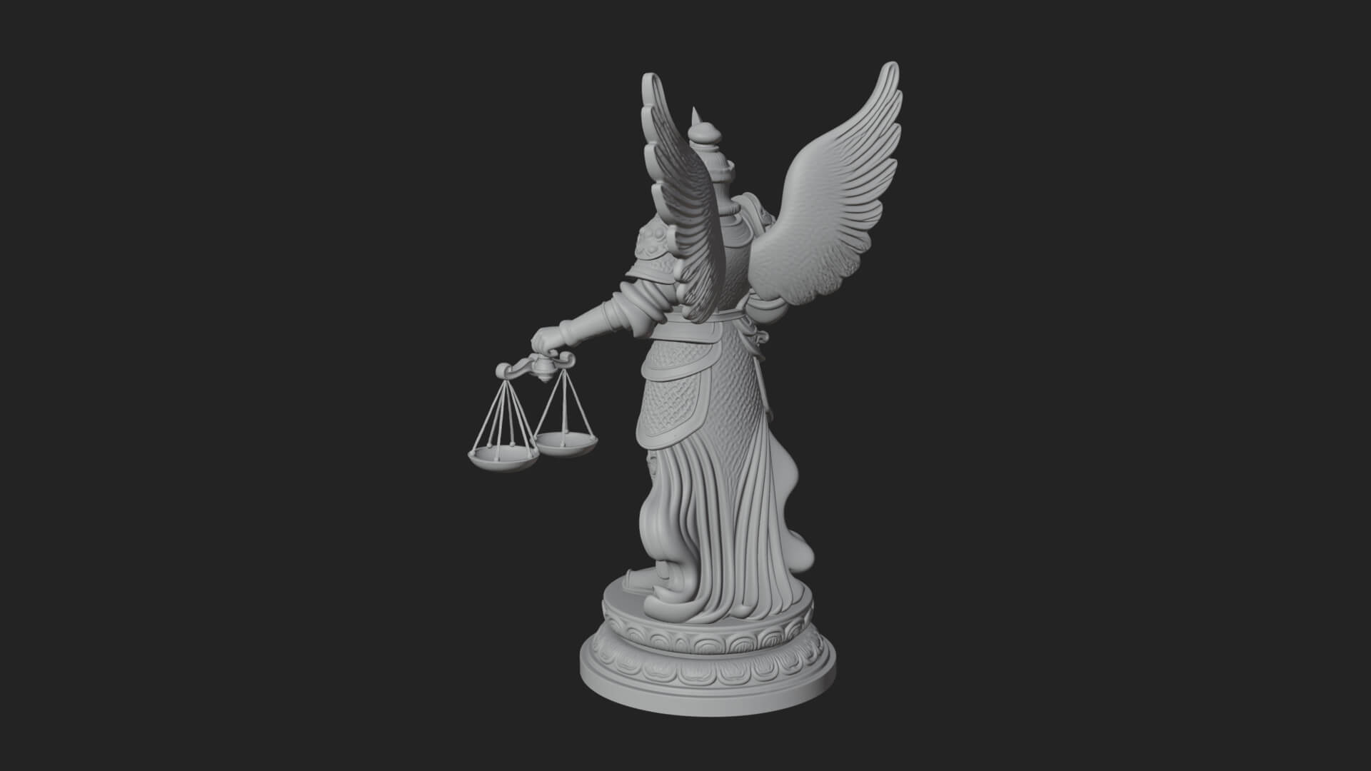 Winged Angel of Justice Statue Design 1 3D Print Model 3D Model