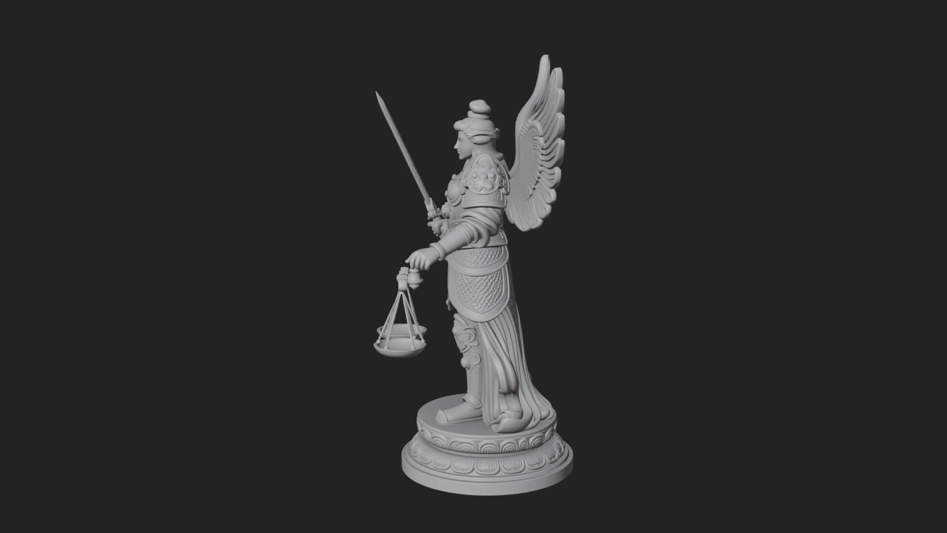 Winged Angel of Justice Statue Design 1 3D Print Model 3D Model
