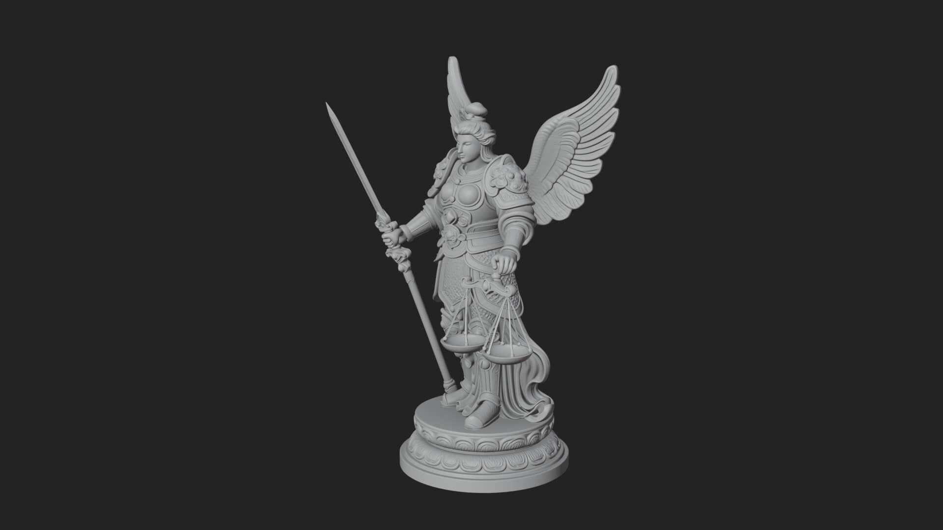 Winged Angel of Justice Statue Design 1 3D Print Model 3D Model