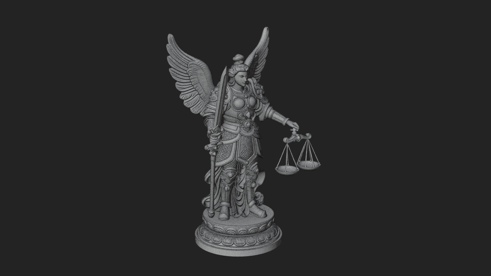 Winged Angel of Justice Statue Design 1 3D Print Model 3D Model