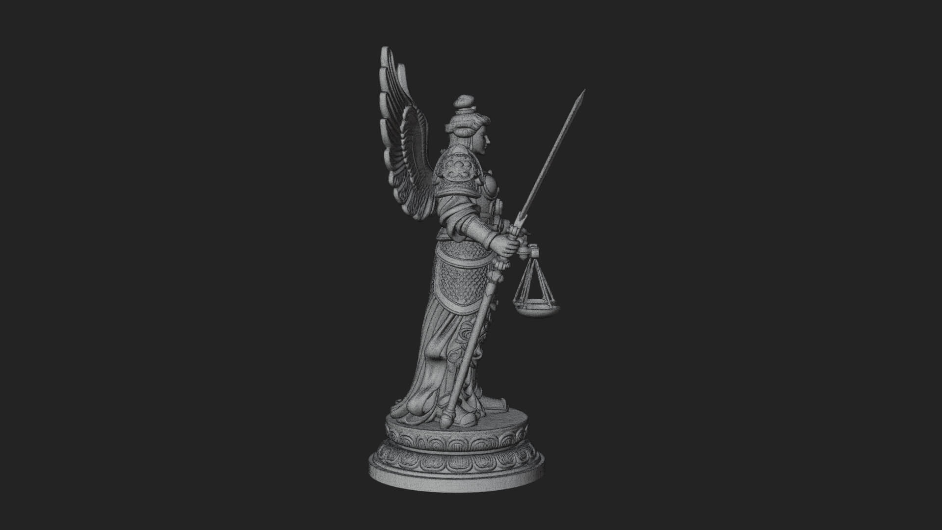 Winged Angel of Justice Statue Design 1 3D Print Model 3D Model