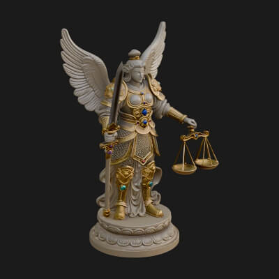 Winged Angel of Justice Statue Design 1 3D Print Model