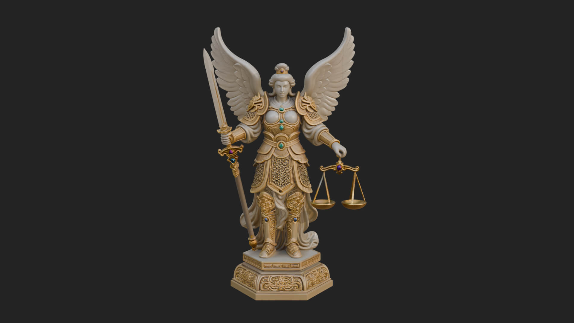 Winged Angel of Justice Statue Design 2 3D Print Model 3D Model