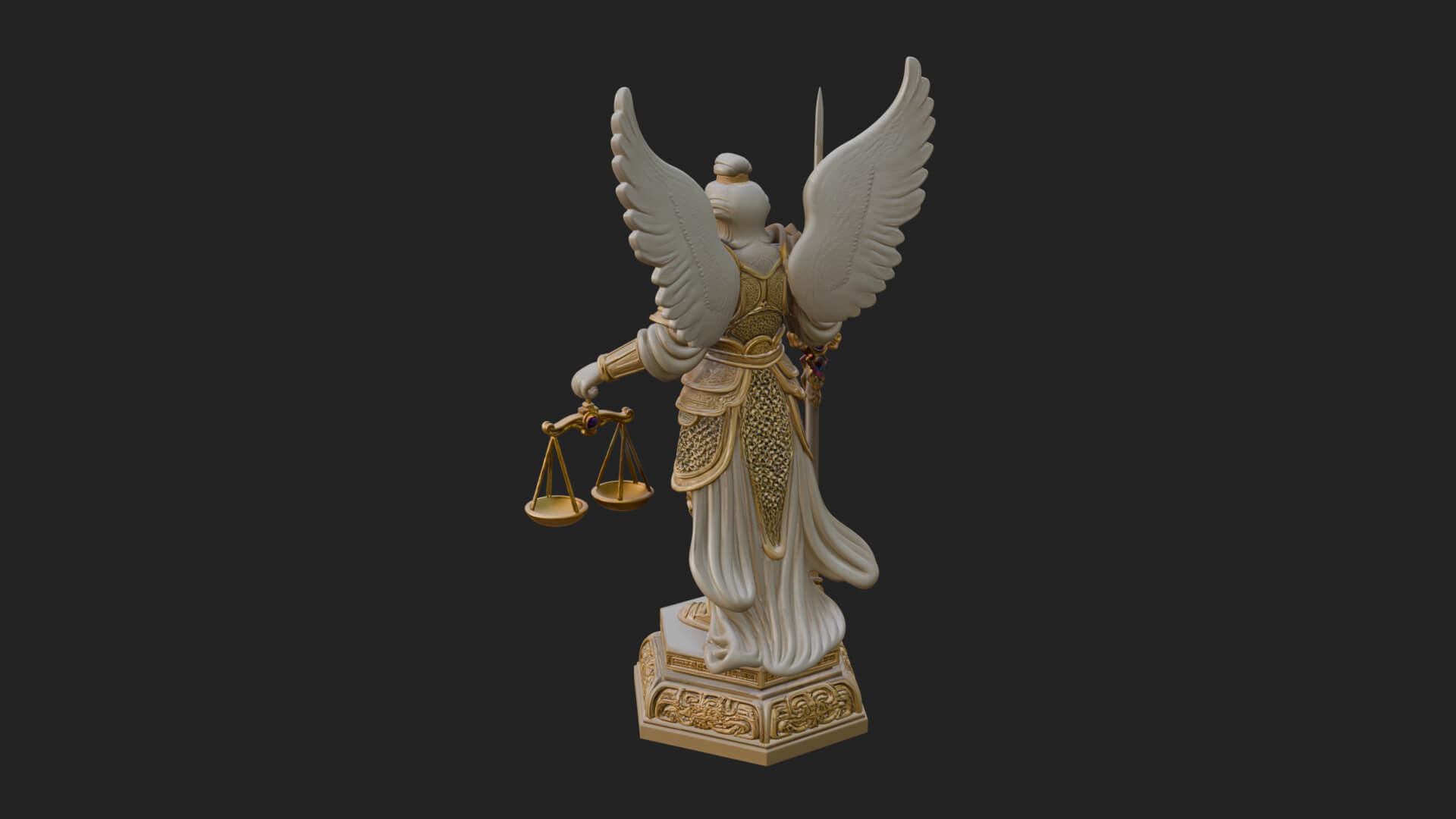 Winged Angel of Justice Statue Design 2 3D Print Model 3D Model