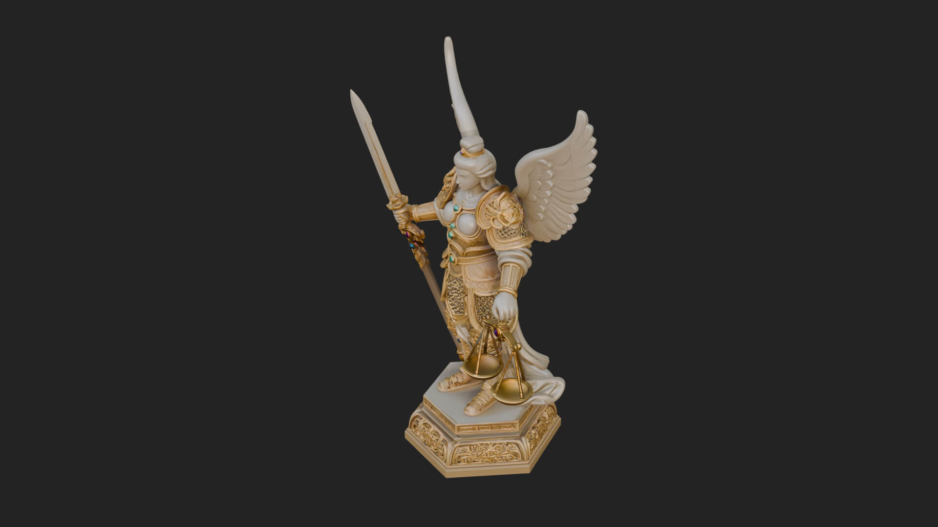 Winged Angel of Justice Statue Design 2 3D Print Model 3D Model
