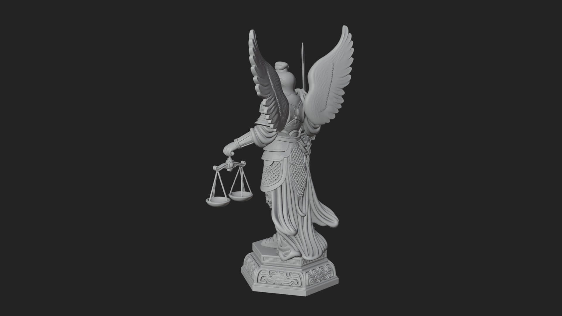 Winged Angel of Justice Statue Design 2 3D Print Model 3D Model