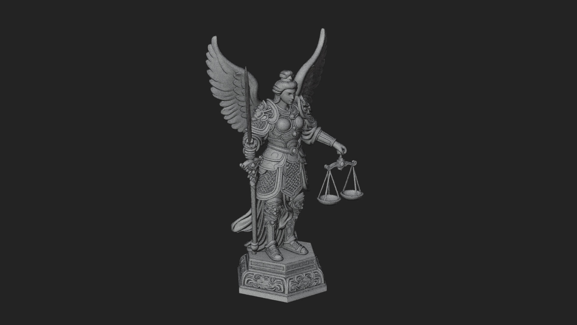 Winged Angel of Justice Statue Design 2 3D Print Model 3D Model