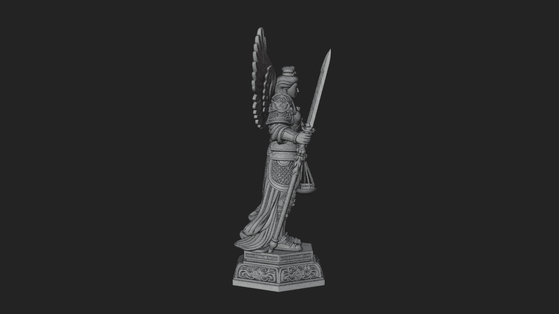 Winged Angel of Justice Statue Design 2 3D Print Model 3D Model