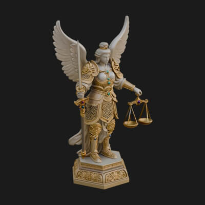 Winged Angel of Justice Statue Design 2 3D Print Model