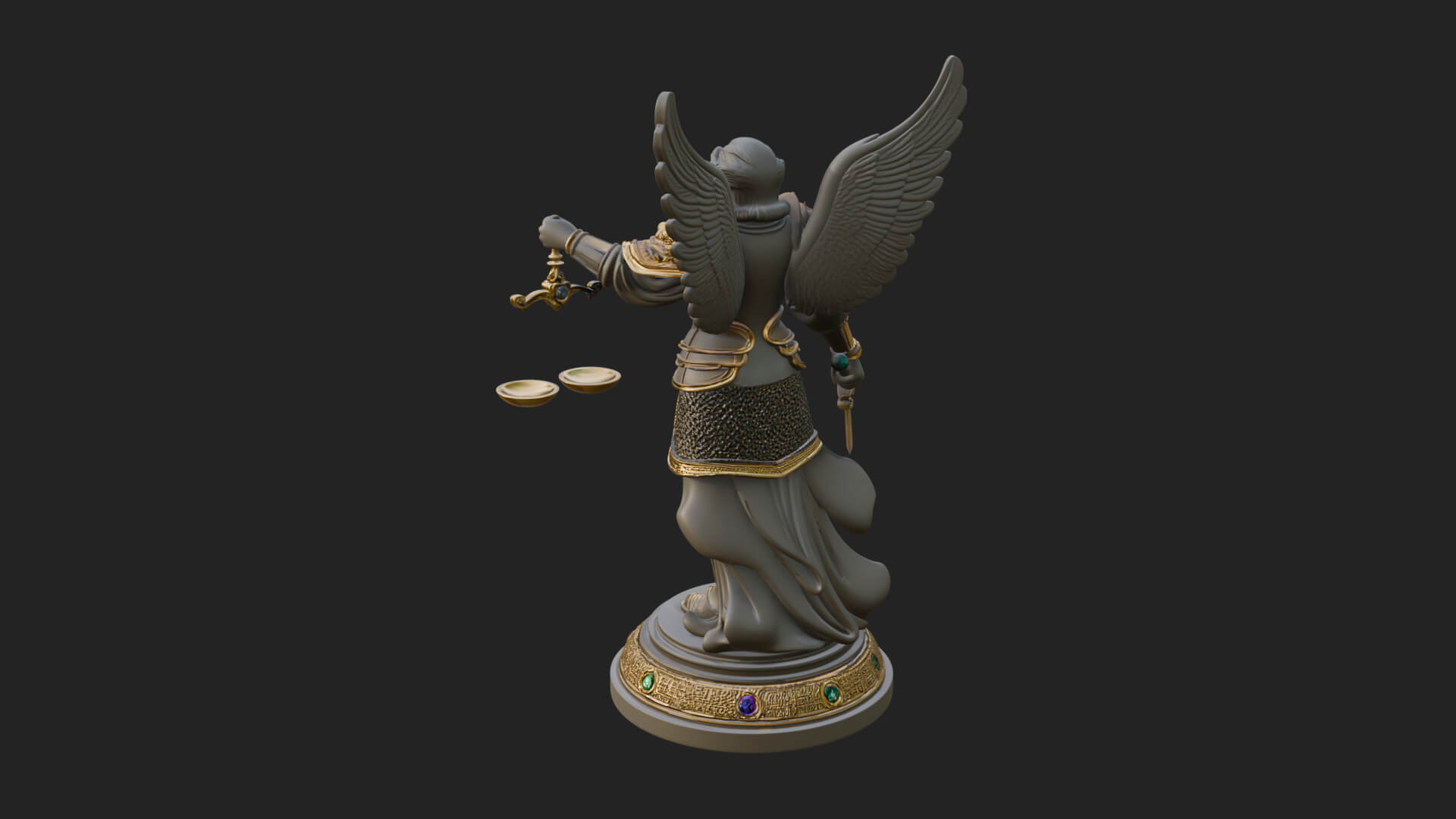 Winged Angel of Justice Statue Design 3 3D Print Model 3D Model