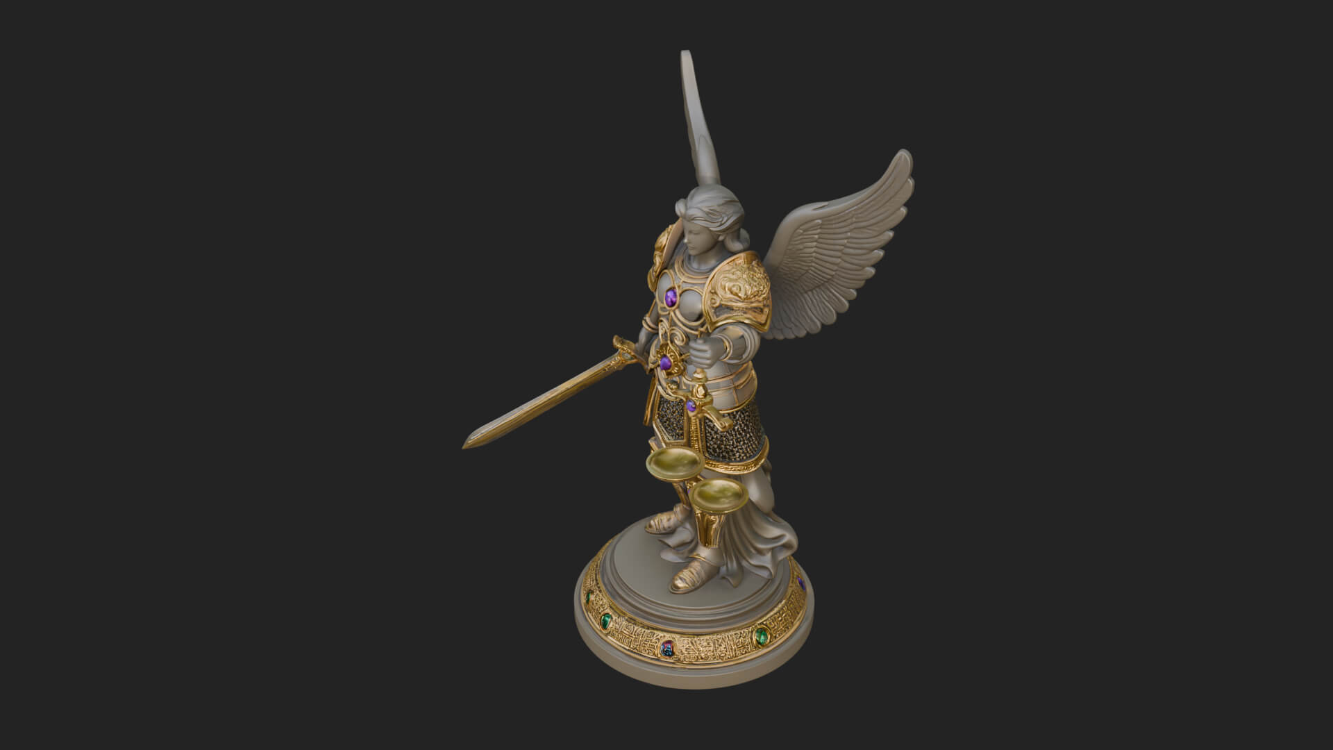 Winged Angel of Justice Statue Design 3 3D Print Model 3D Model