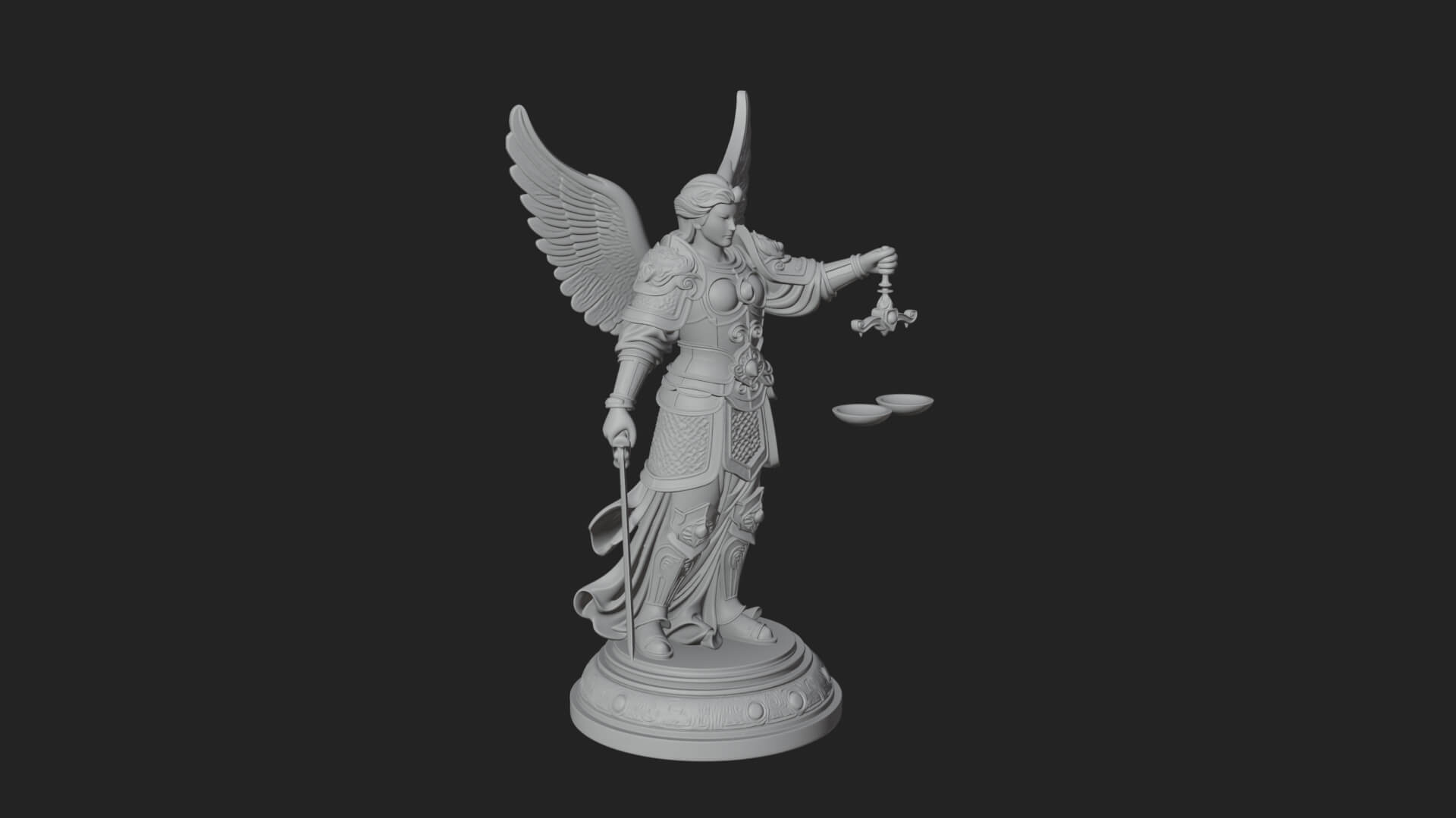 Winged Angel of Justice Statue Design 3 3D Print Model 3D Model