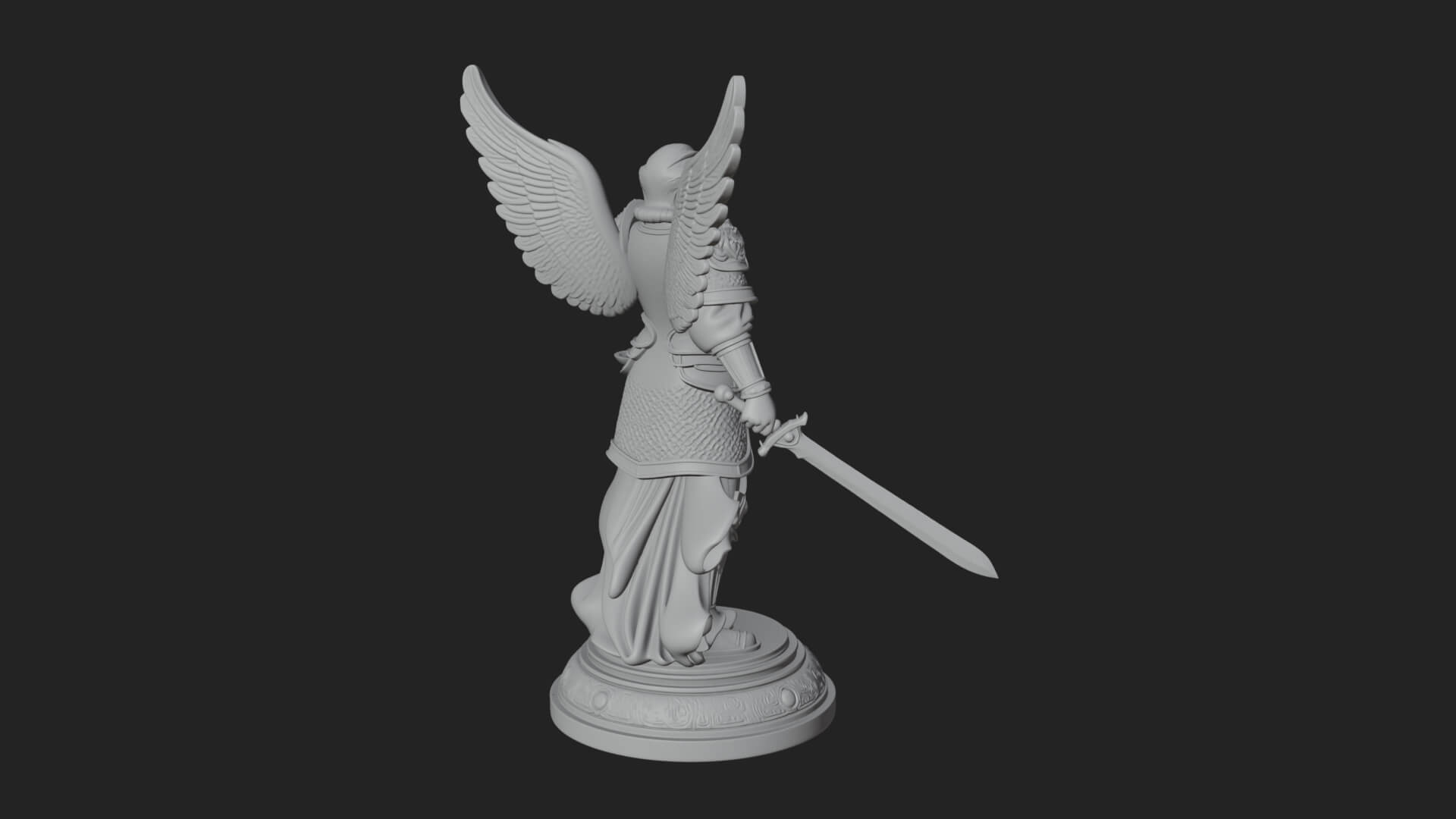Winged Angel of Justice Statue Design 3 3D Print Model 3D Model