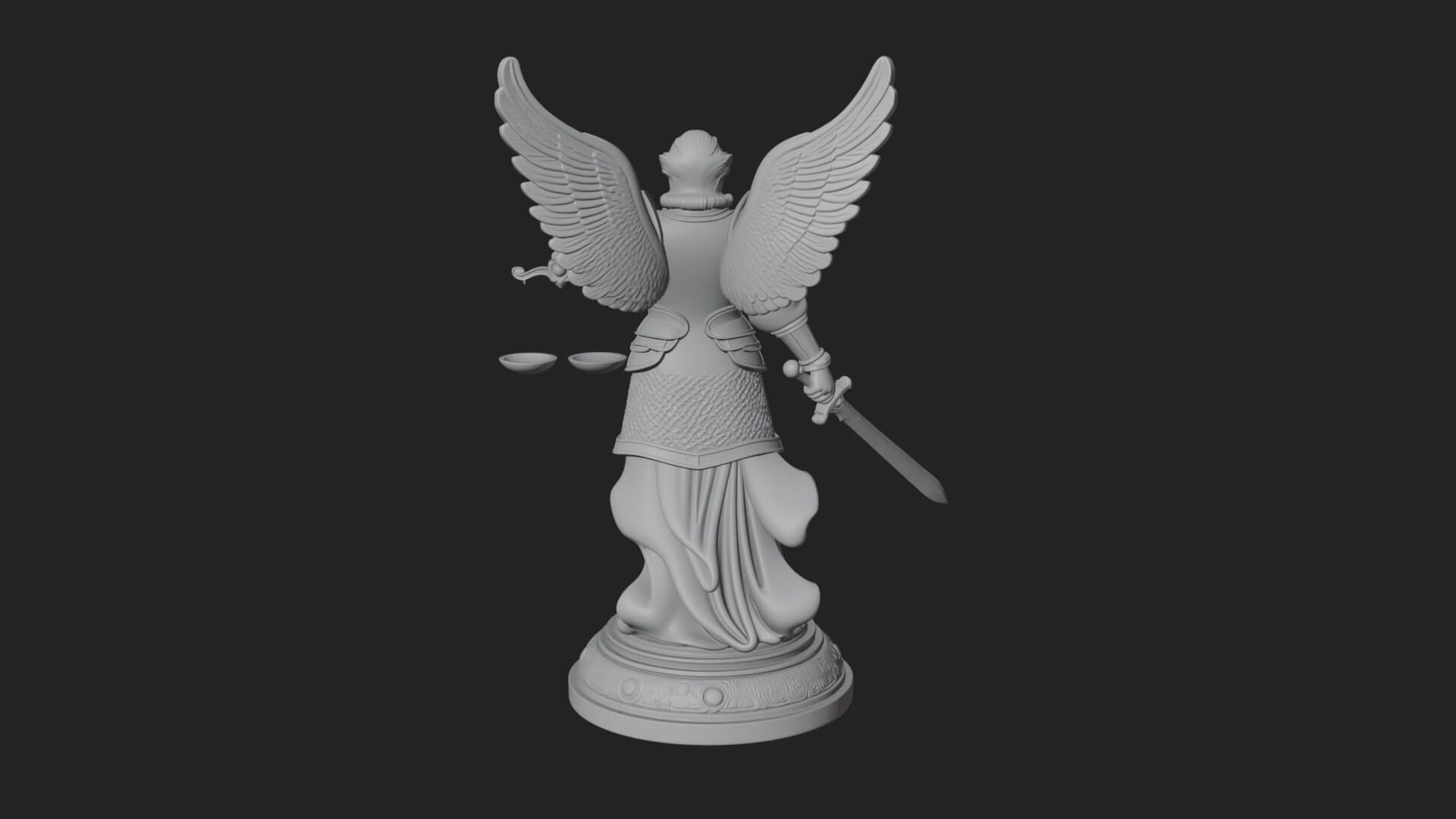 Winged Angel of Justice Statue Design 3 3D Print Model 3D Model