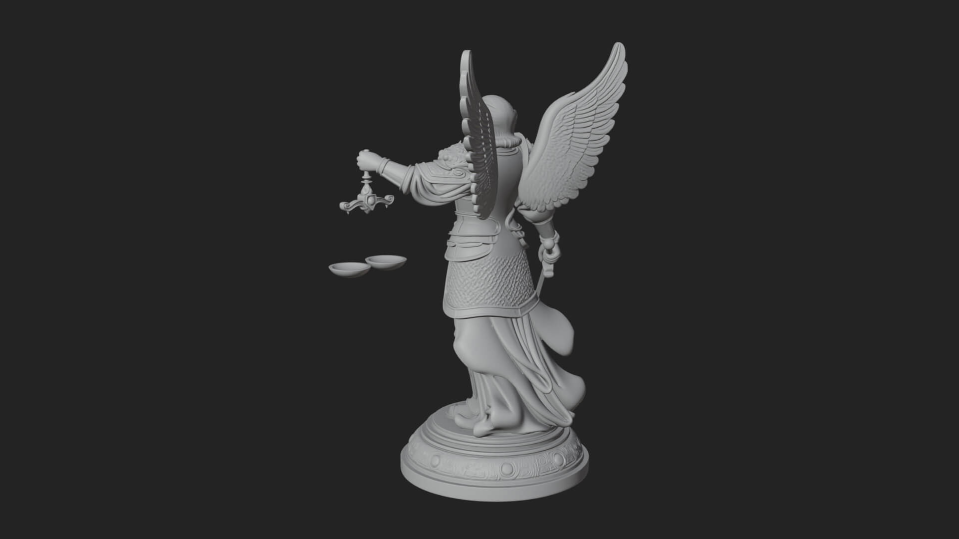 Winged Angel of Justice Statue Design 3 3D Print Model 3D Model