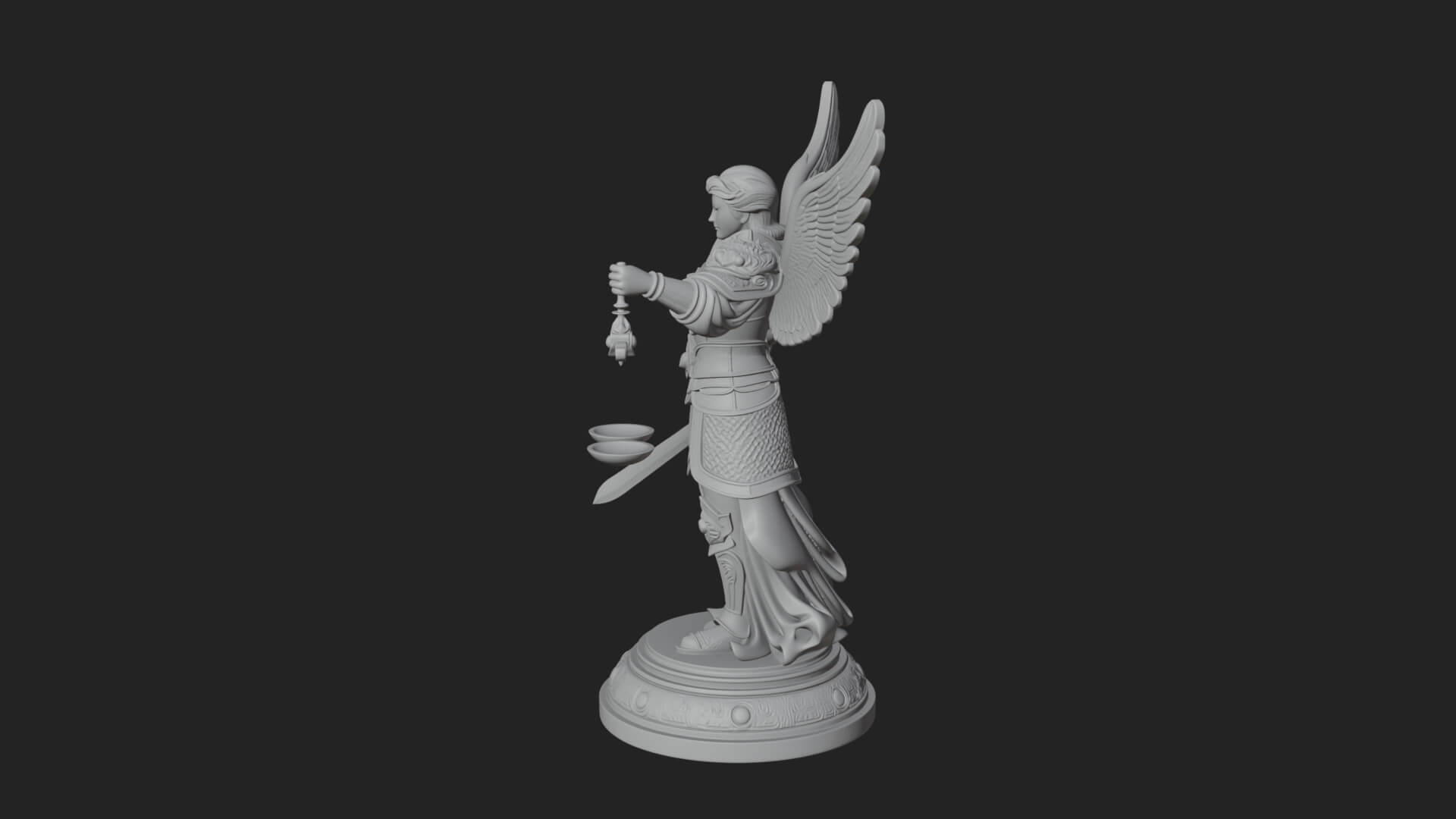 Winged Angel of Justice Statue Design 3 3D Print Model 3D Model