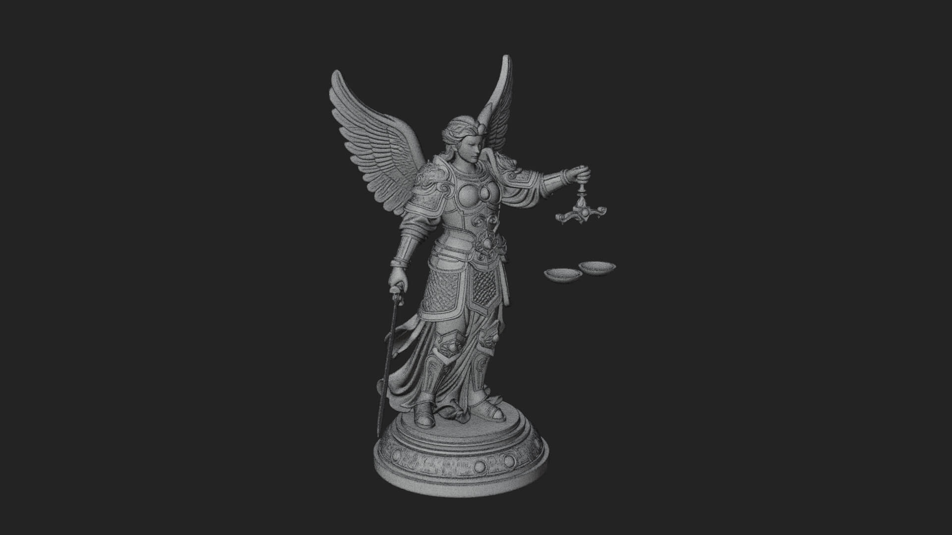 Winged Angel of Justice Statue Design 3 3D Print Model 3D Model