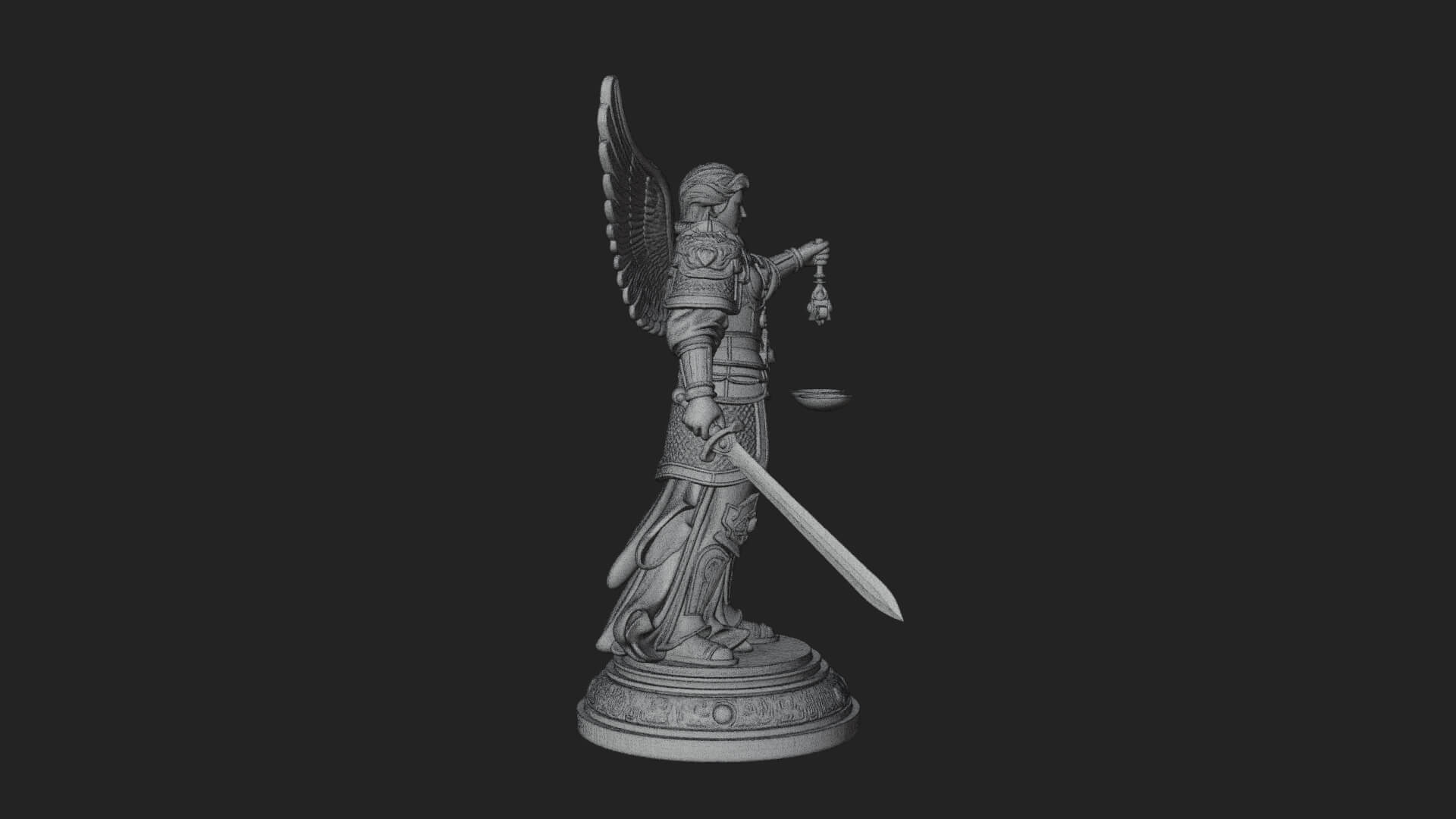 Winged Angel of Justice Statue Design 3 3D Print Model 3D Model