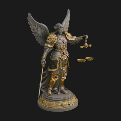 Winged Angel of Justice Statue Design 3 3D Print Model