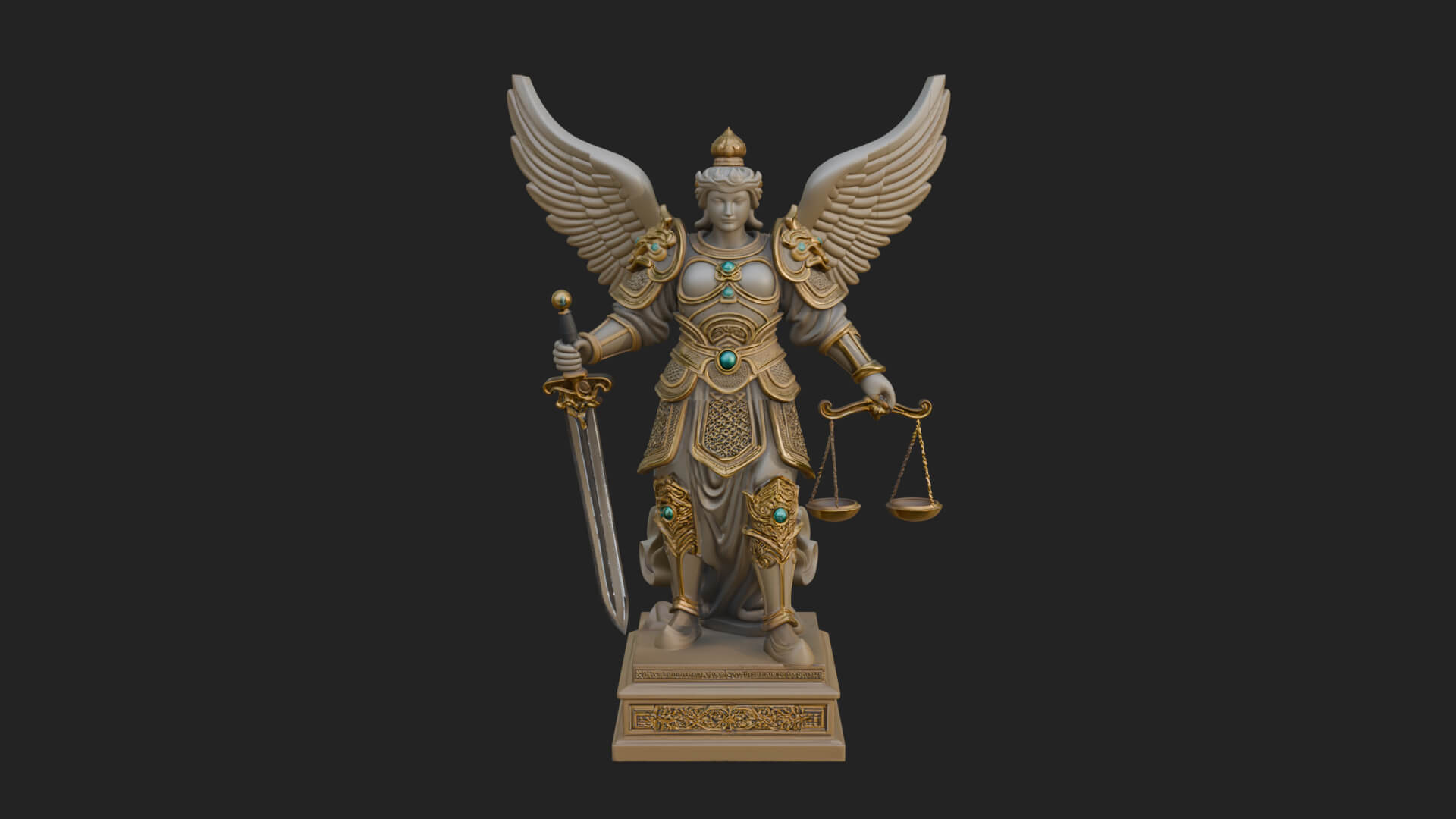 Winged Angel of Justice Statue Design 4 3D Print Model 3D Model