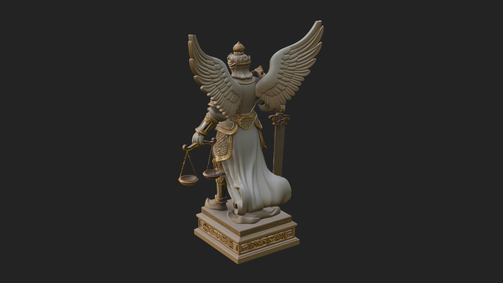 Winged Angel of Justice Statue Design 4 3D Print Model 3D Model