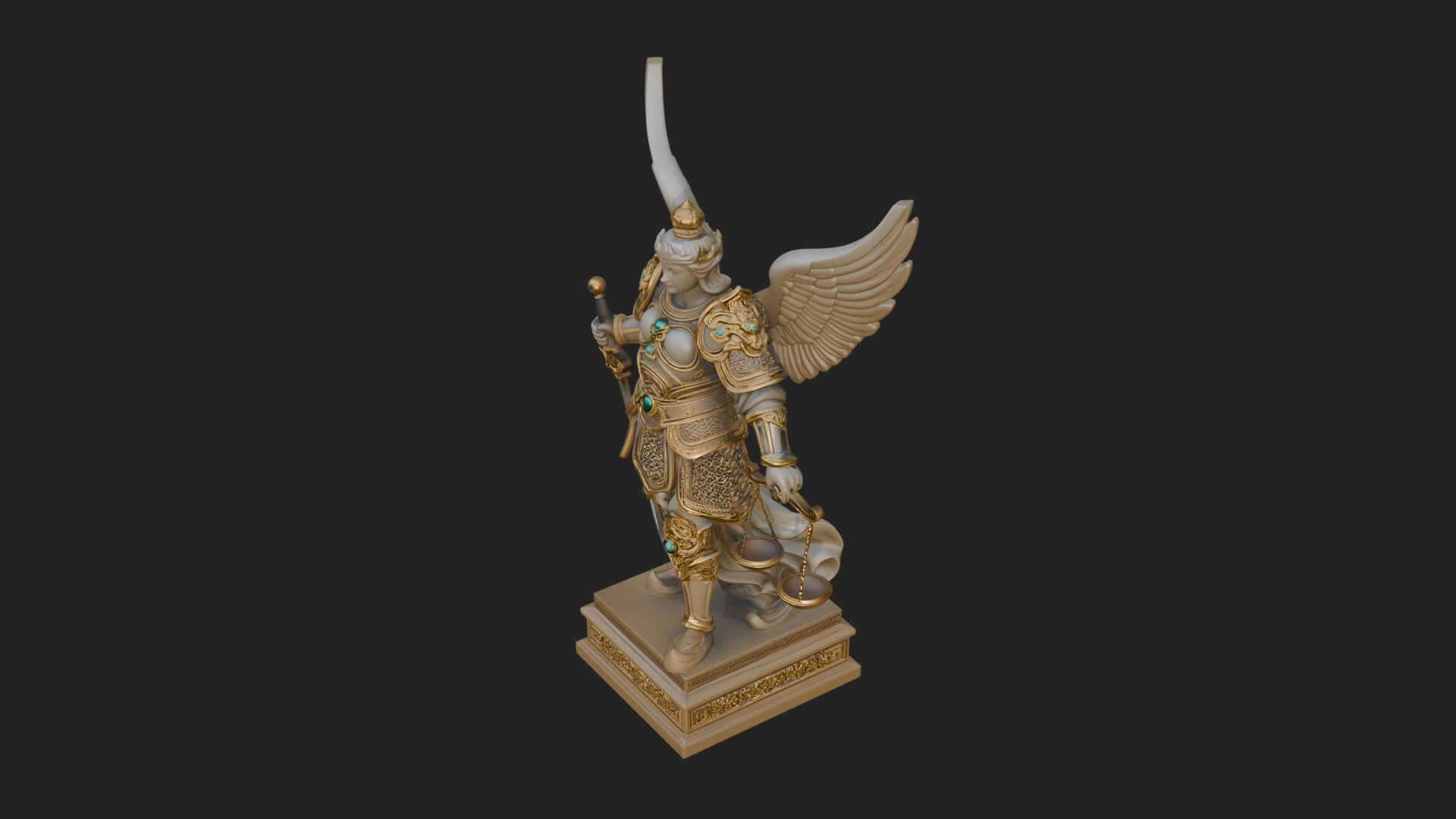 Winged Angel of Justice Statue Design 4 3D Print Model 3D Model