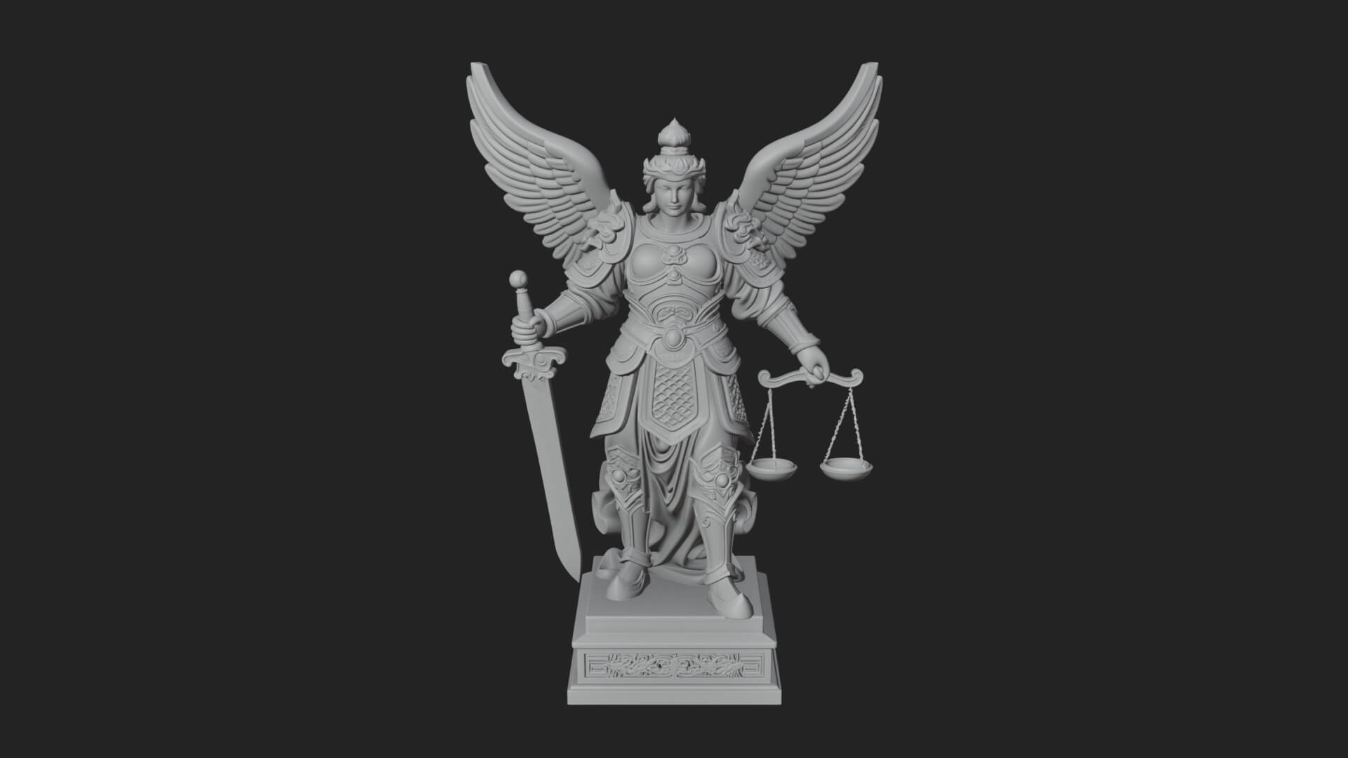 Winged Angel of Justice Statue Design 4 3D Print Model 3D Model