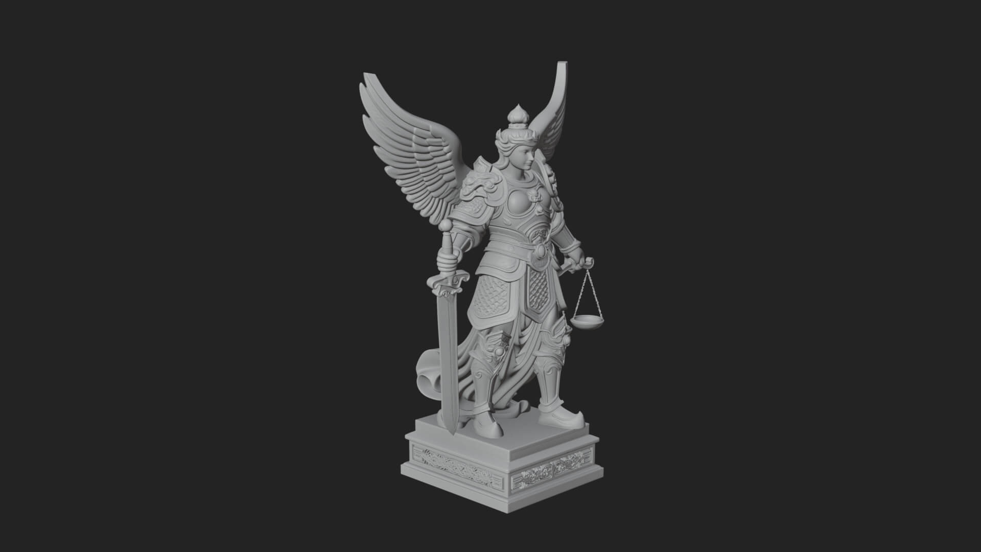 Winged Angel of Justice Statue Design 4 3D Print Model 3D Model