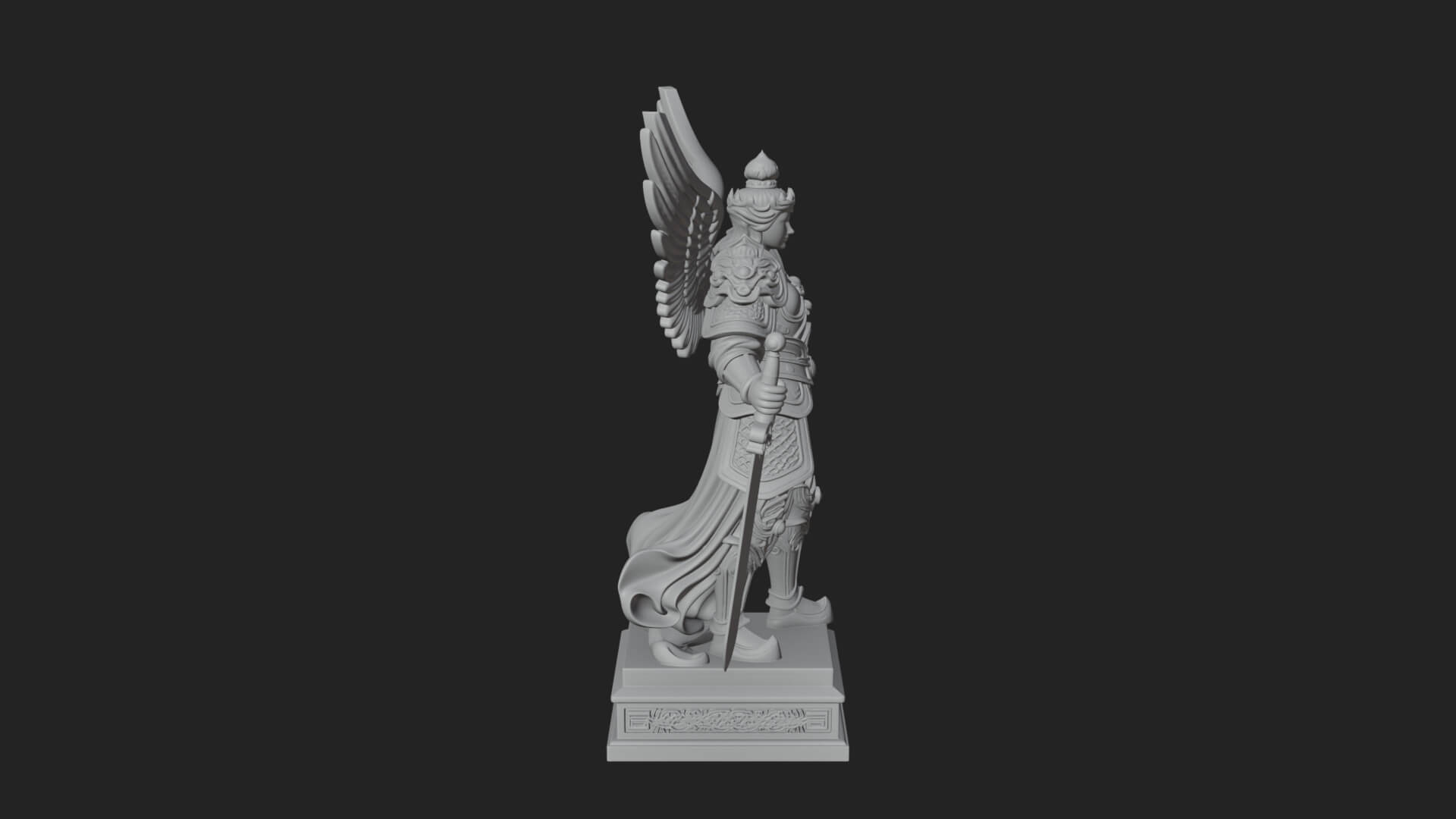 Winged Angel of Justice Statue Design 4 3D Print Model 3D Model
