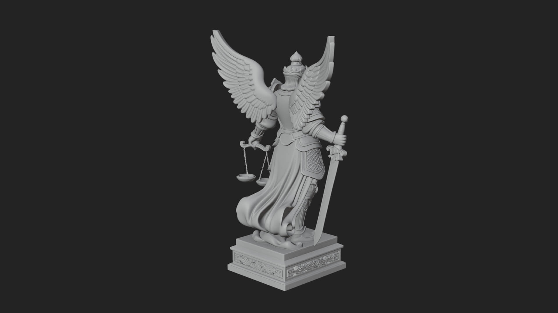 Winged Angel of Justice Statue Design 4 3D Print Model 3D Model