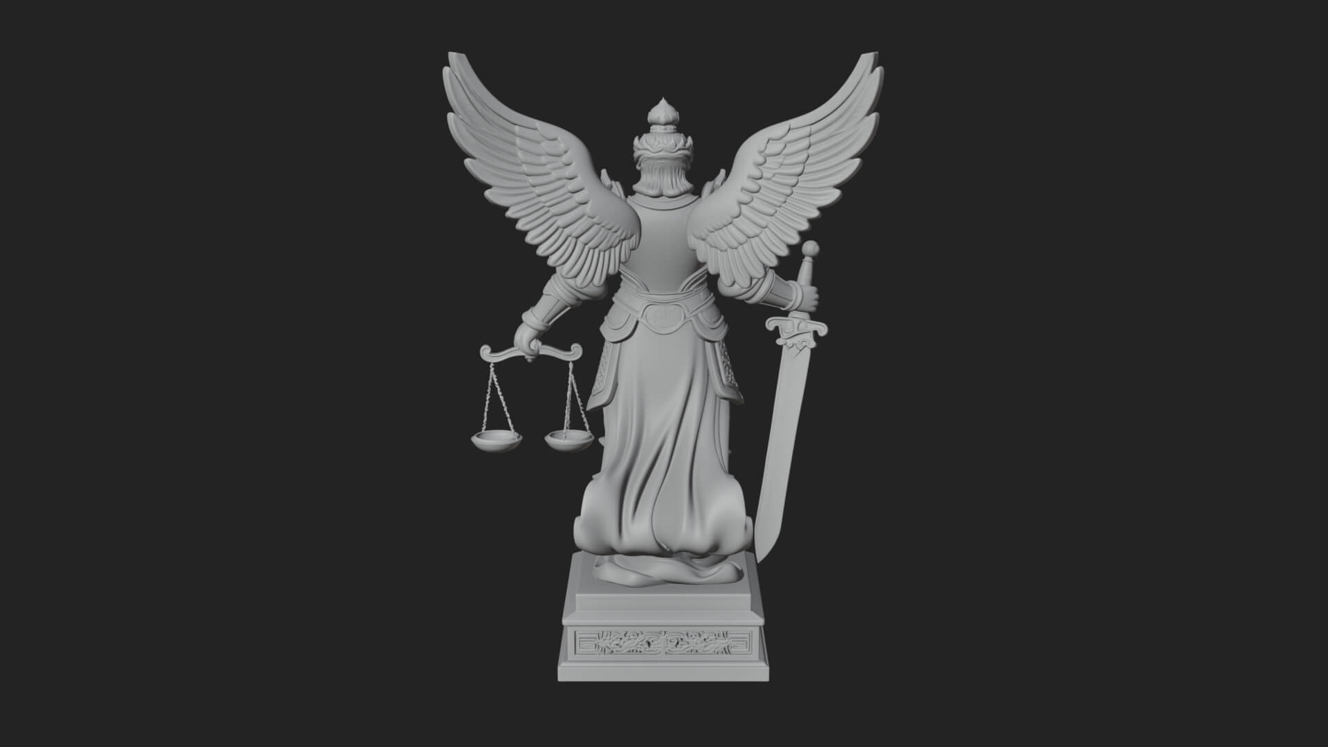 Winged Angel of Justice Statue Design 4 3D Print Model 3D Model