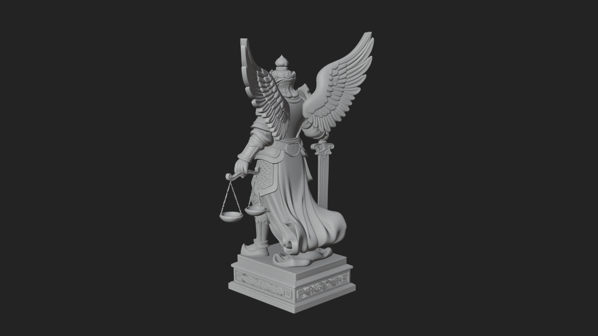 Winged Angel of Justice Statue Design 4 3D Print Model 3D Model