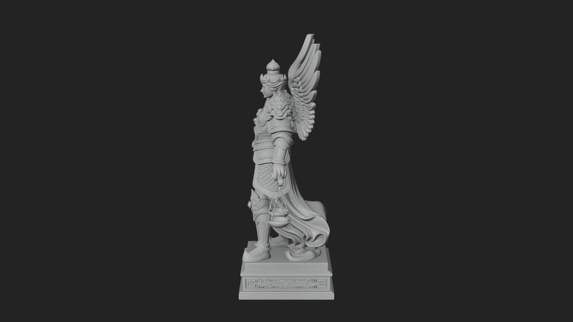 Winged Angel of Justice Statue Design 4 3D Print Model 3D Model