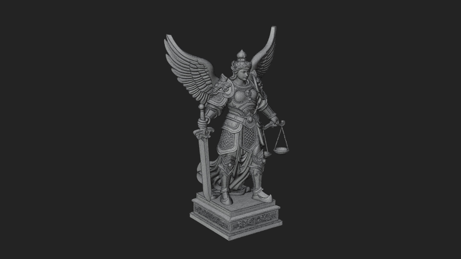 Winged Angel of Justice Statue Design 4 3D Print Model 3D Model