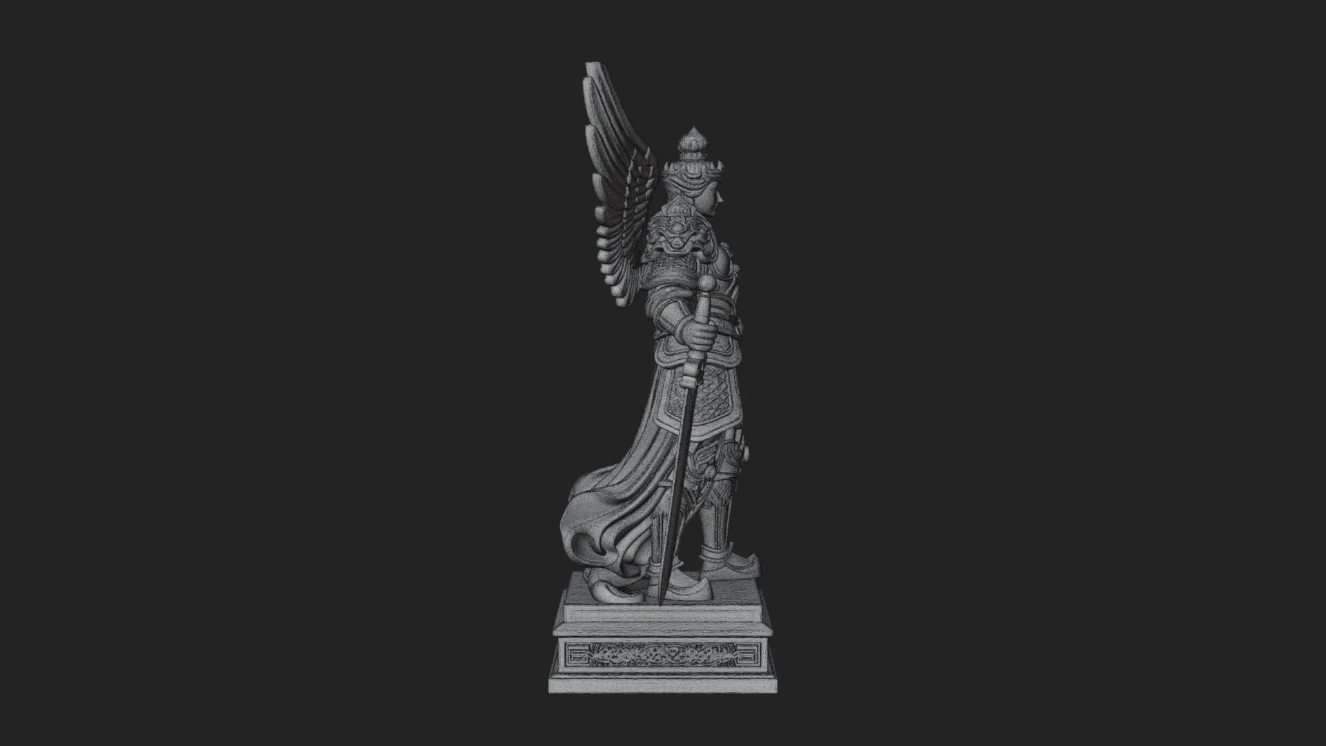 Winged Angel of Justice Statue Design 4 3D Print Model 3D Model