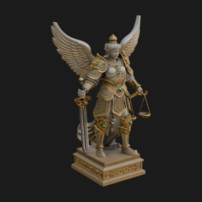 Winged Angel of Justice Statue Design 4 3D Print Model
