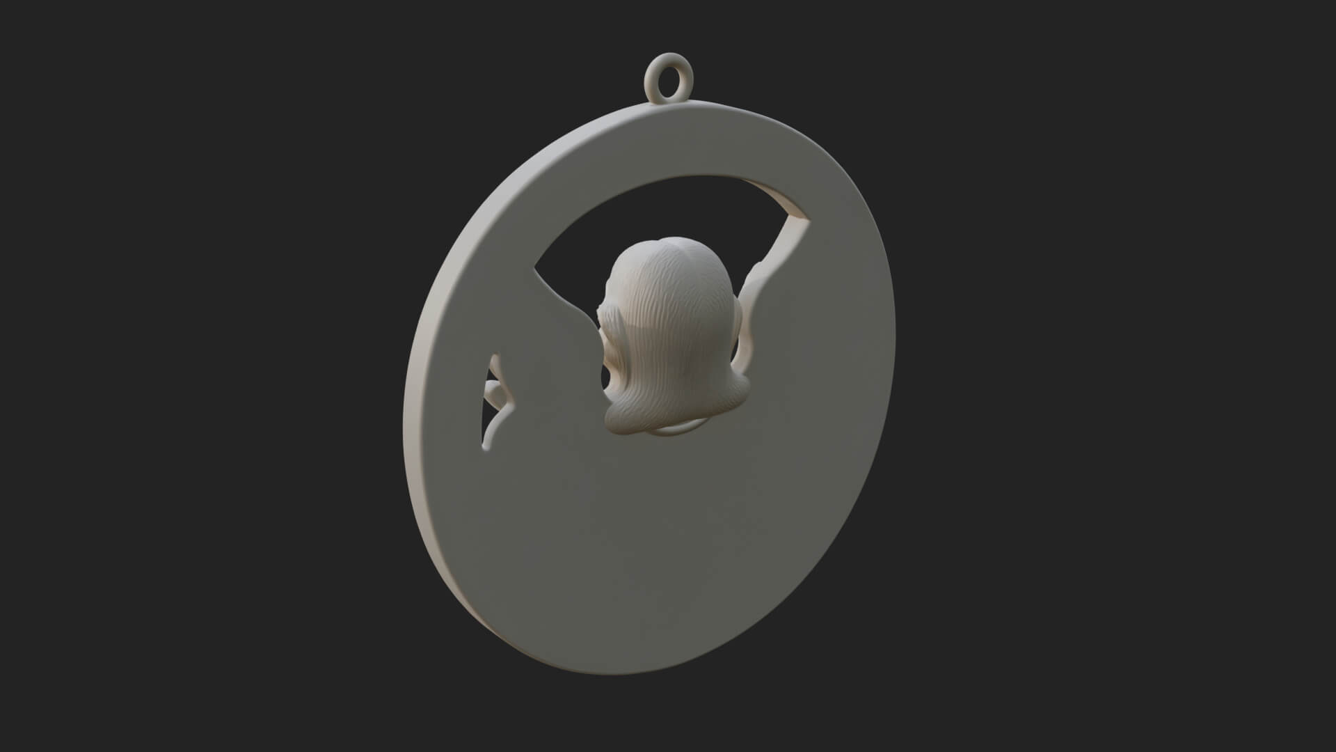 Winged Angel Oval Relief Plaque Design 1 3D Print Model 3D Model