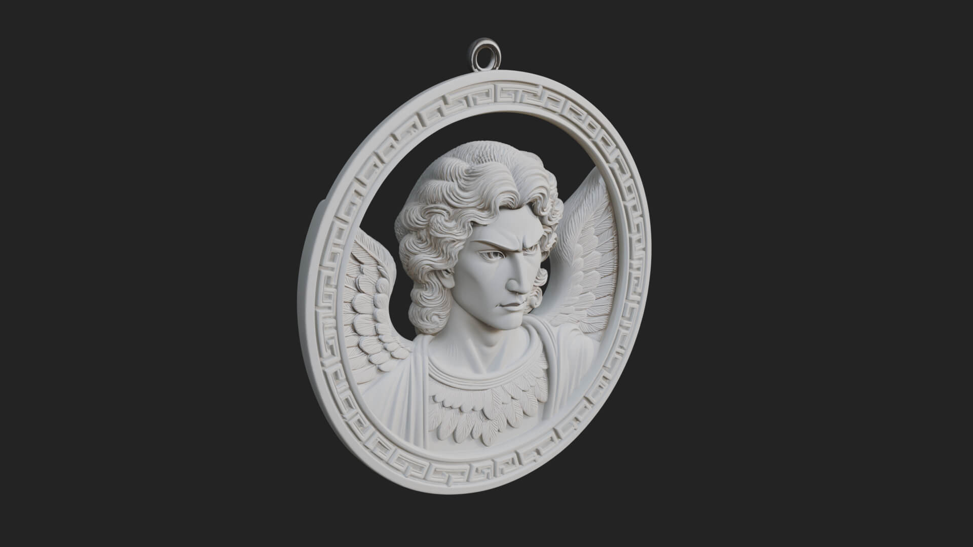 Winged Angel Oval Relief Plaque Design 10 3D Print Model 3D Model