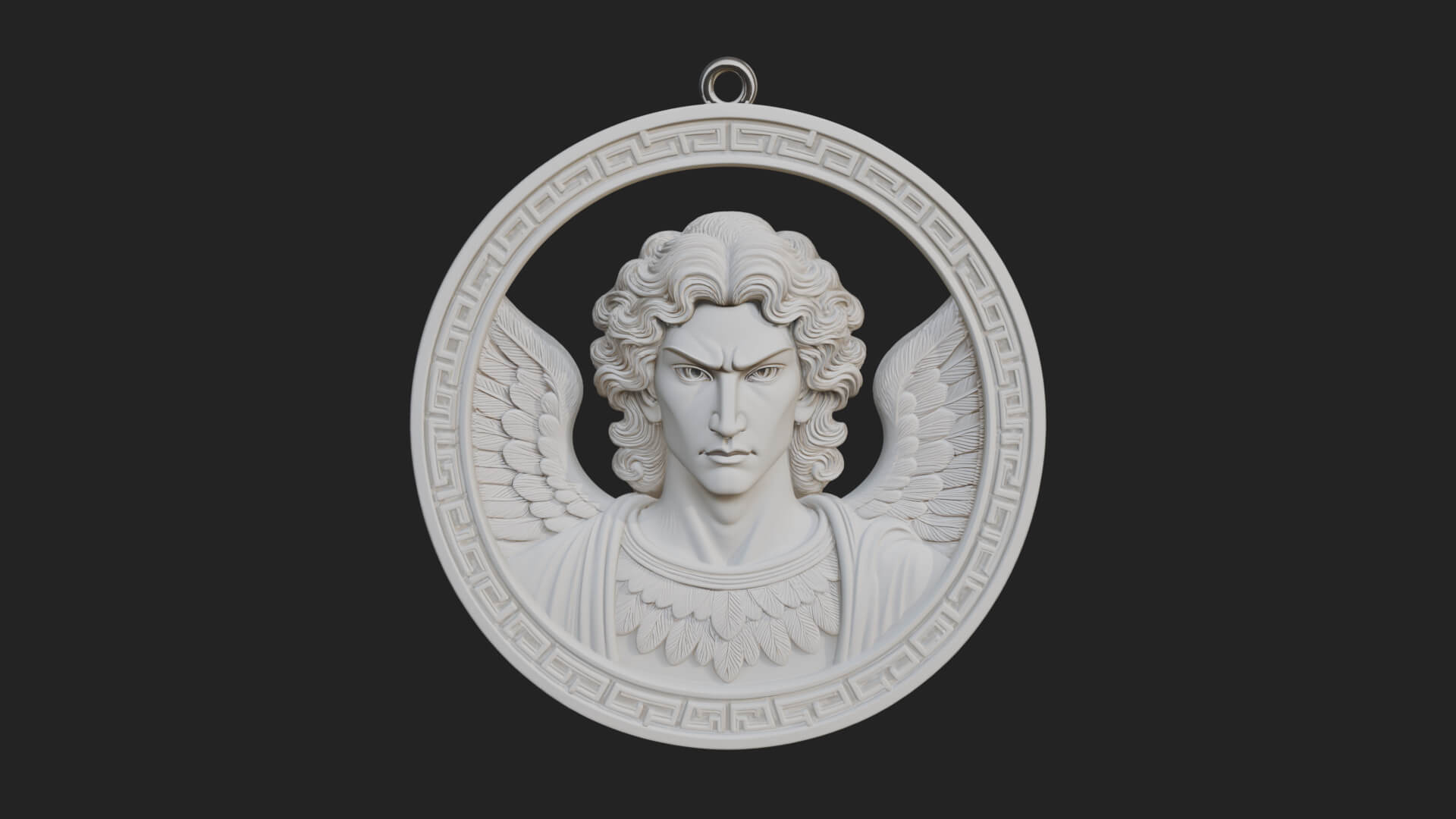 Winged Angel Oval Relief Plaque Design 10 3D Print Model 3D Model
