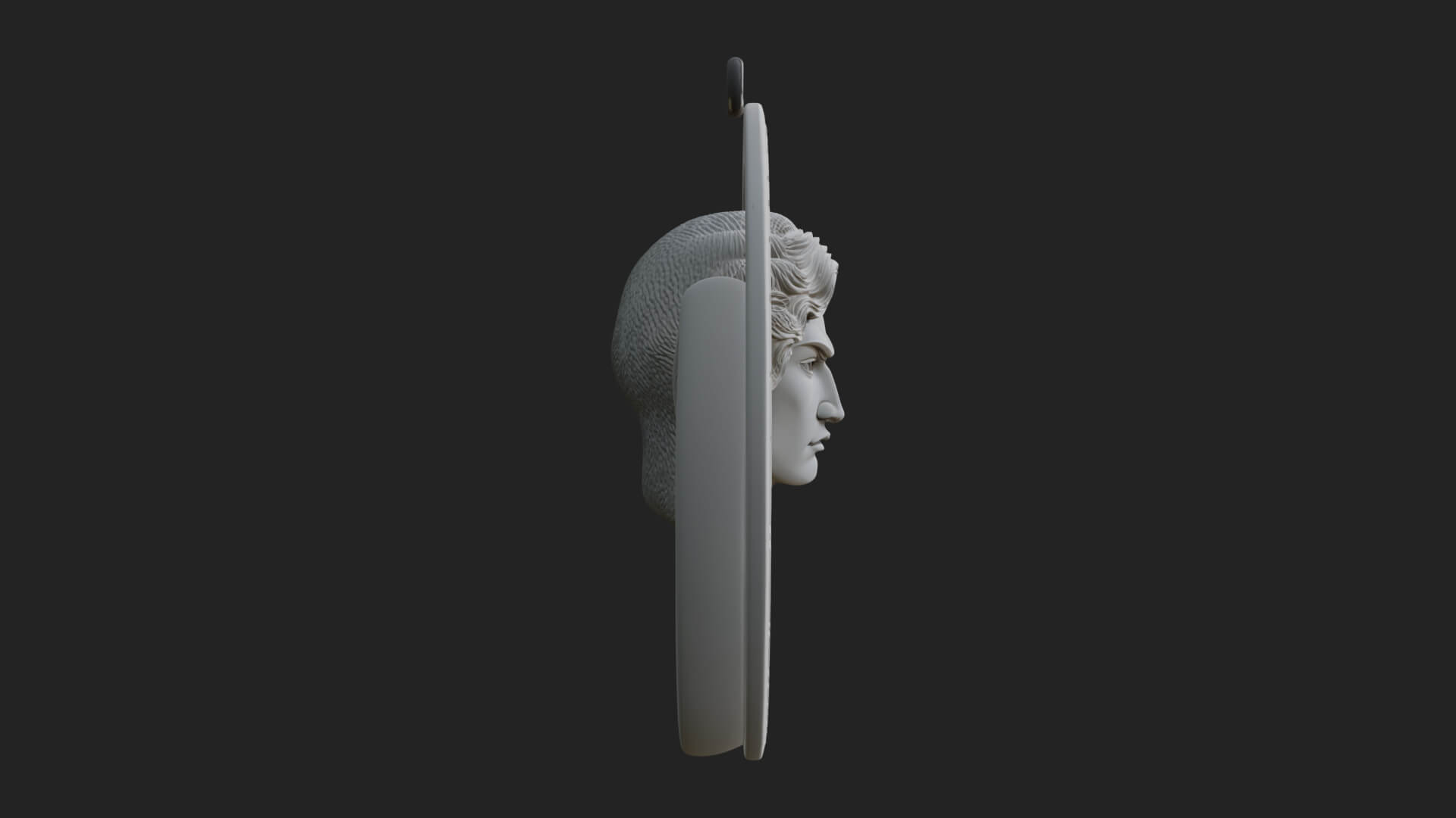 Winged Angel Oval Relief Plaque Design 10 3D Print Model 3D Model