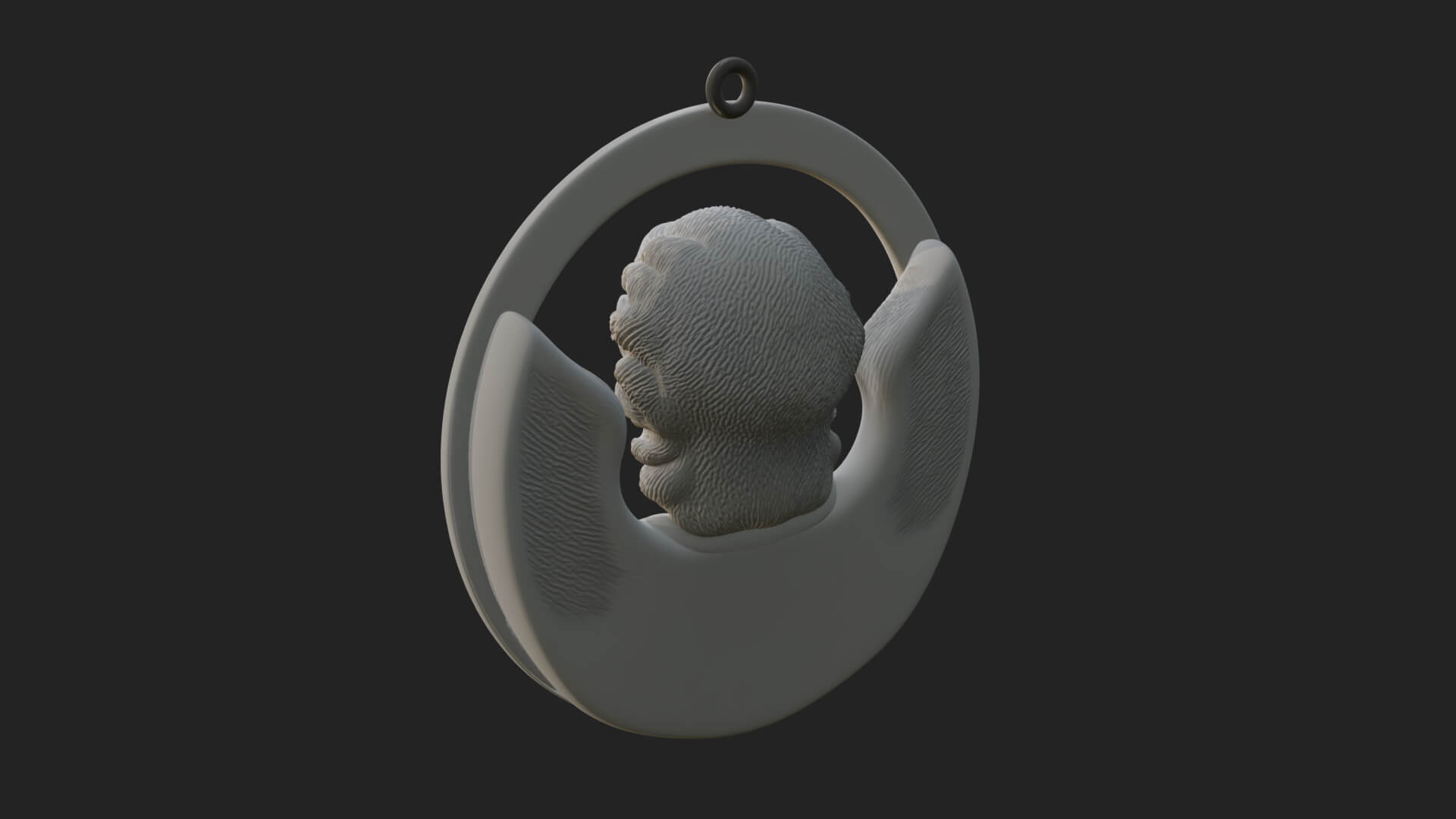 Winged Angel Oval Relief Plaque Design 10 3D Print Model 3D Model