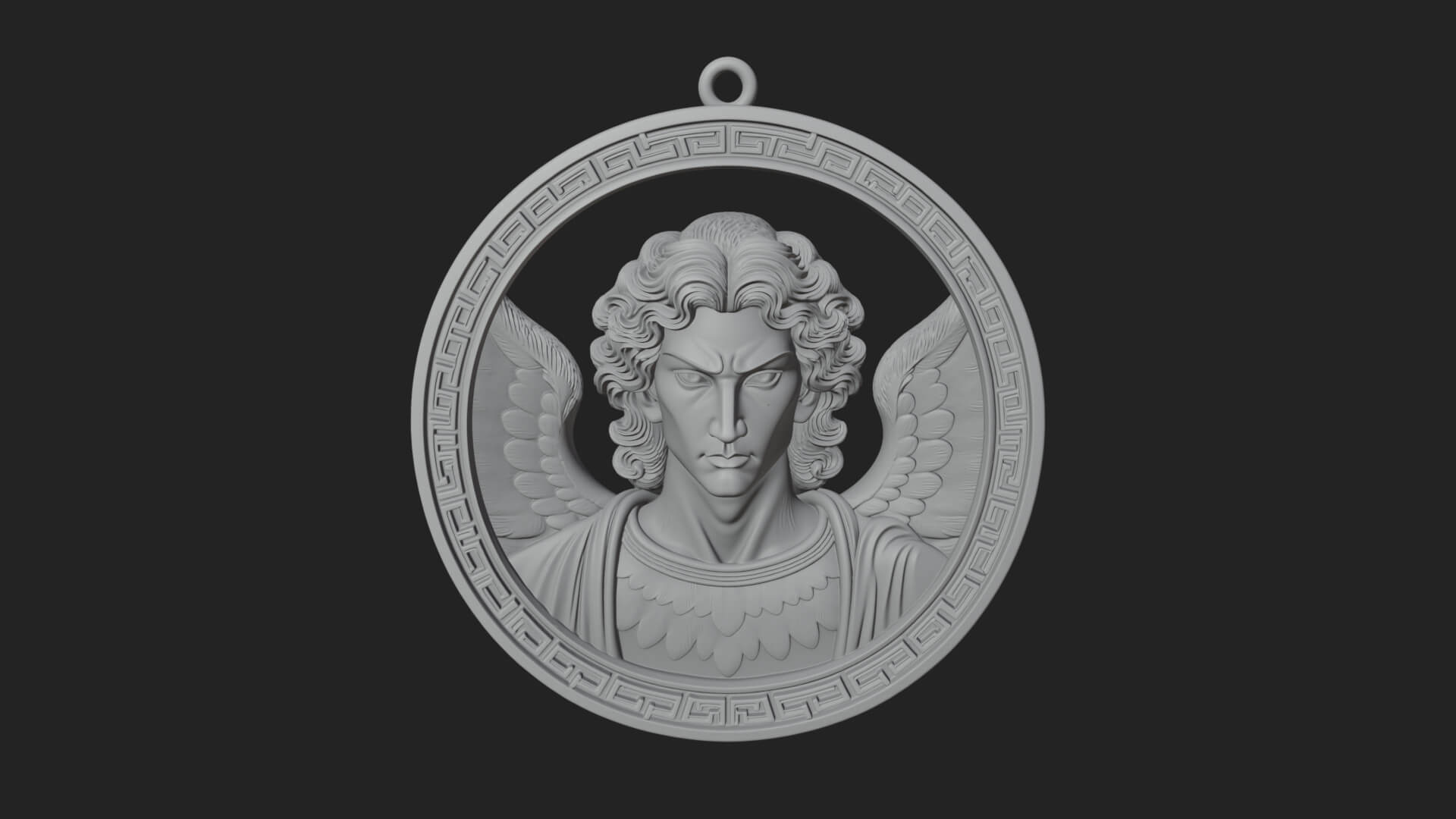 Winged Angel Oval Relief Plaque Design 10 3D Print Model 3D Model