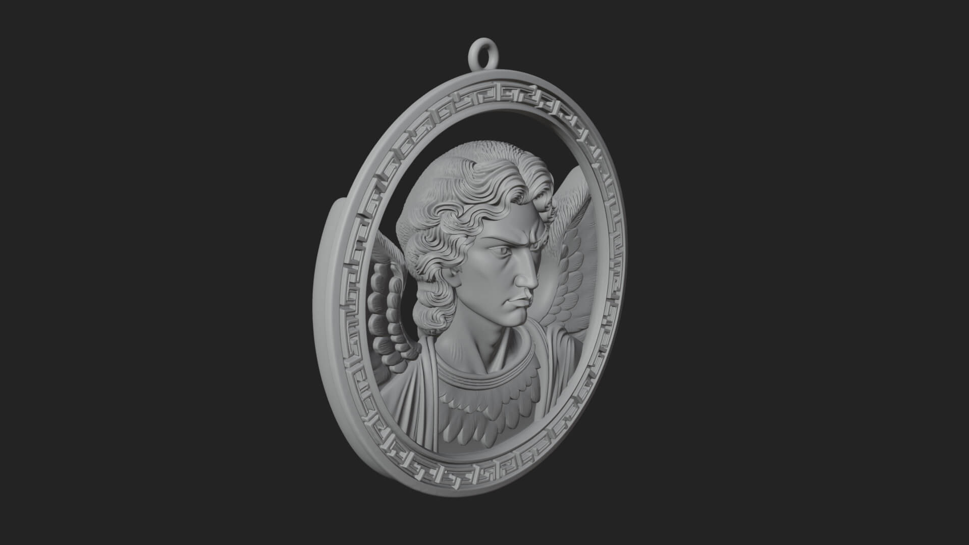 Winged Angel Oval Relief Plaque Design 10 3D Print Model 3D Model