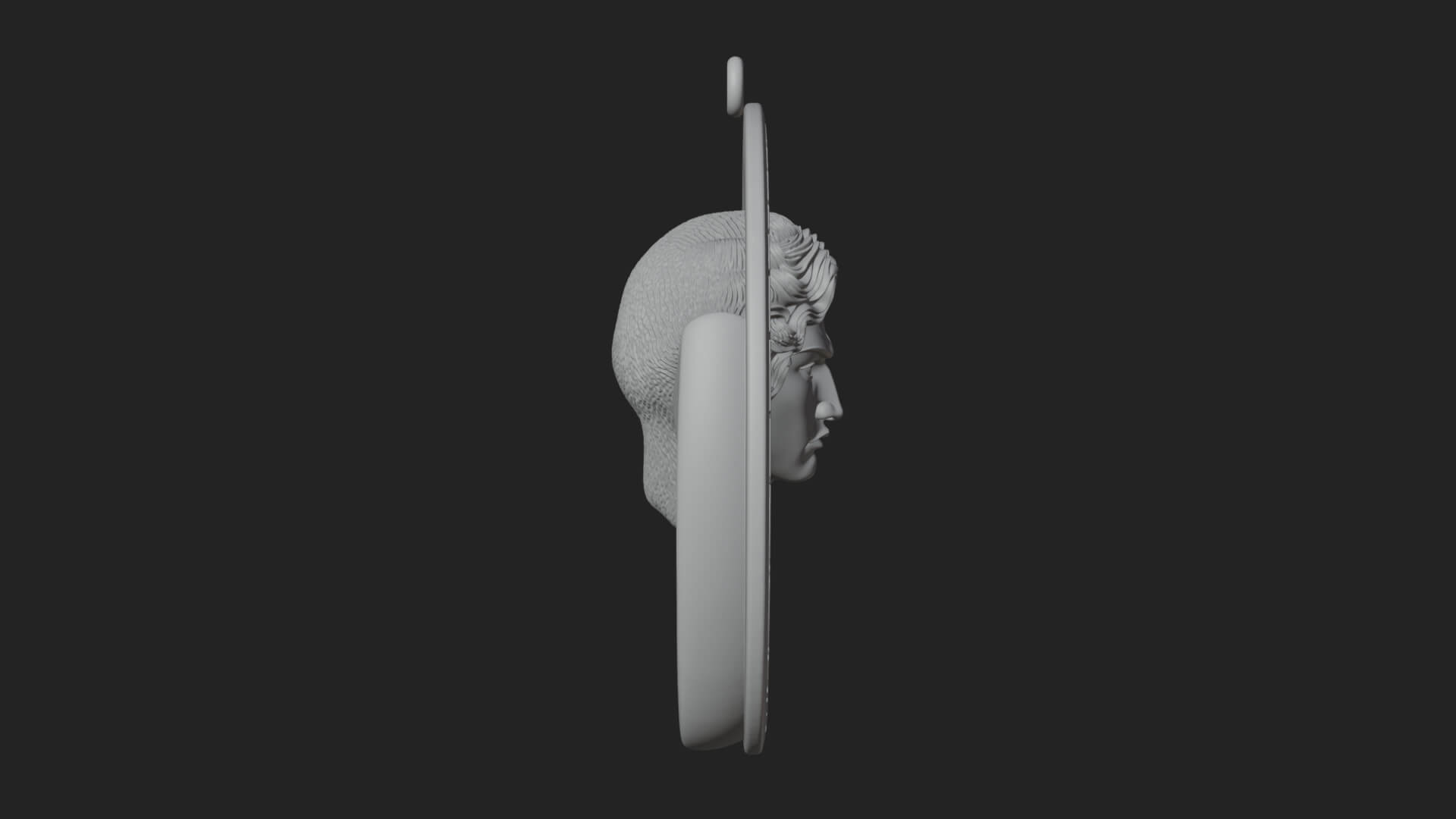Winged Angel Oval Relief Plaque Design 10 3D Print Model 3D Model