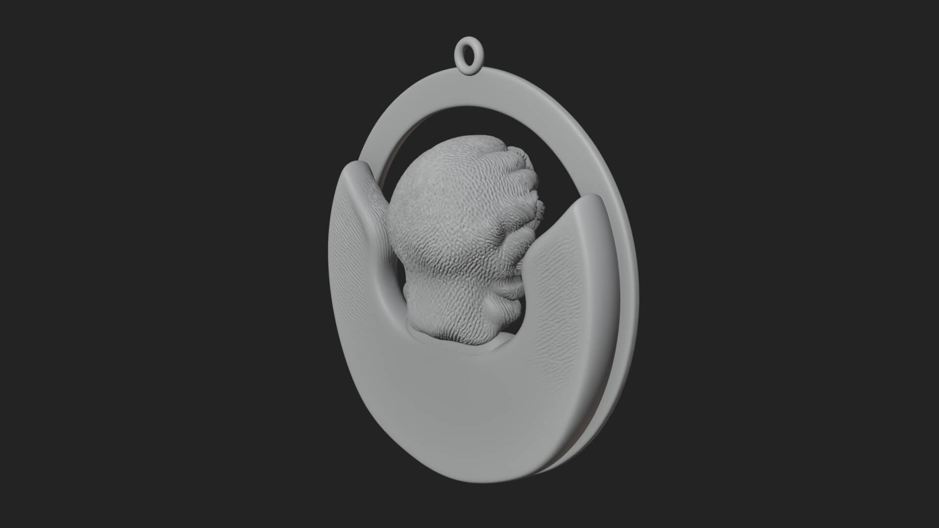 Winged Angel Oval Relief Plaque Design 10 3D Print Model 3D Model