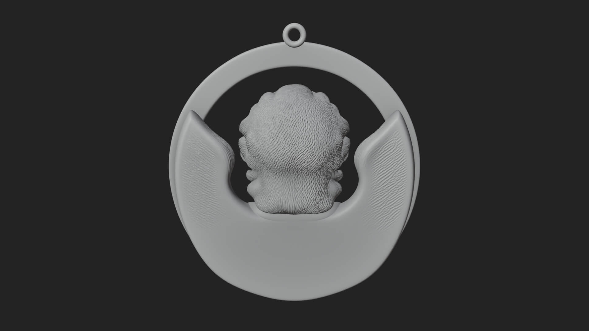 Winged Angel Oval Relief Plaque Design 10 3D Print Model 3D Model