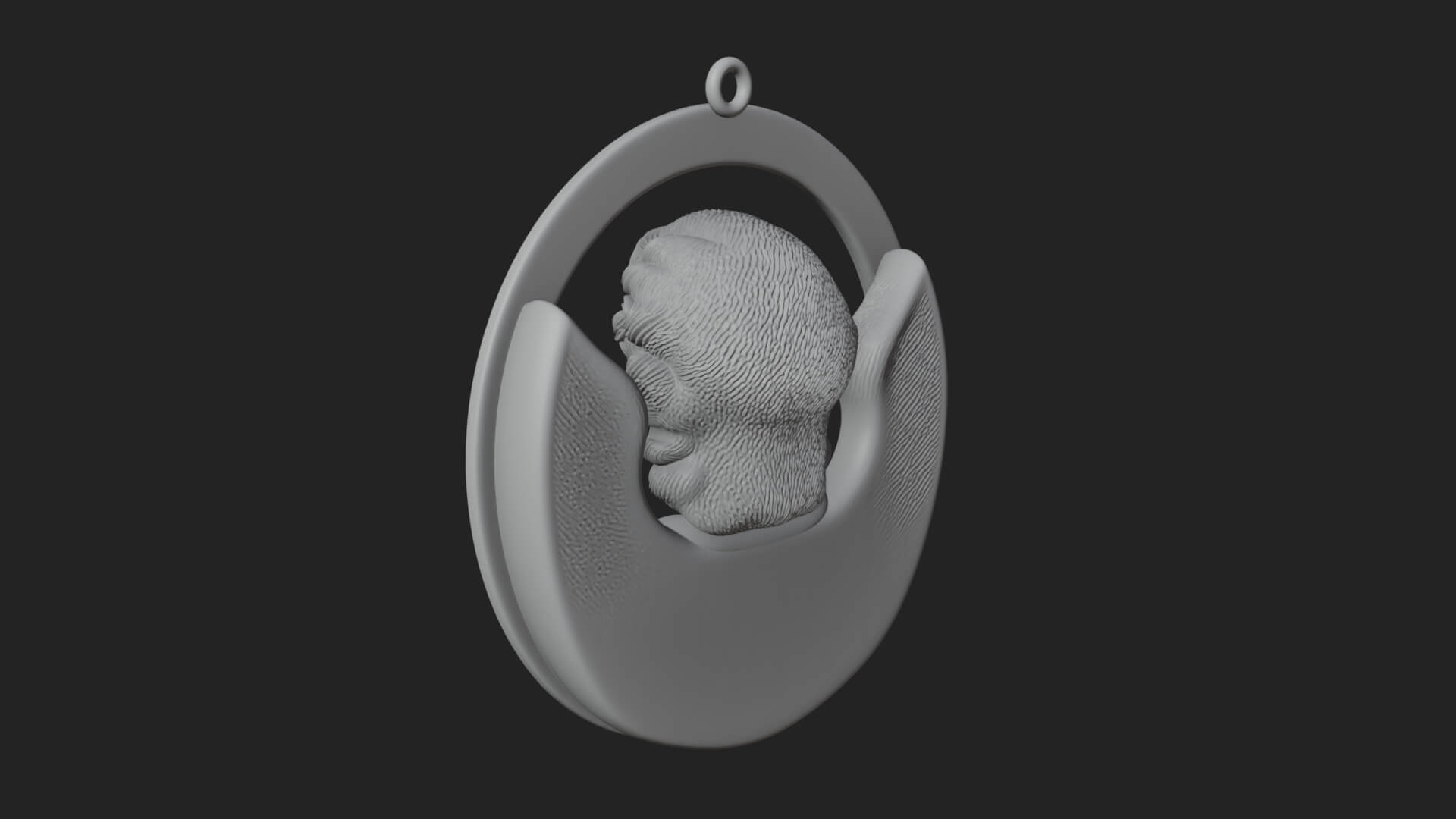 Winged Angel Oval Relief Plaque Design 10 3D Print Model 3D Model
