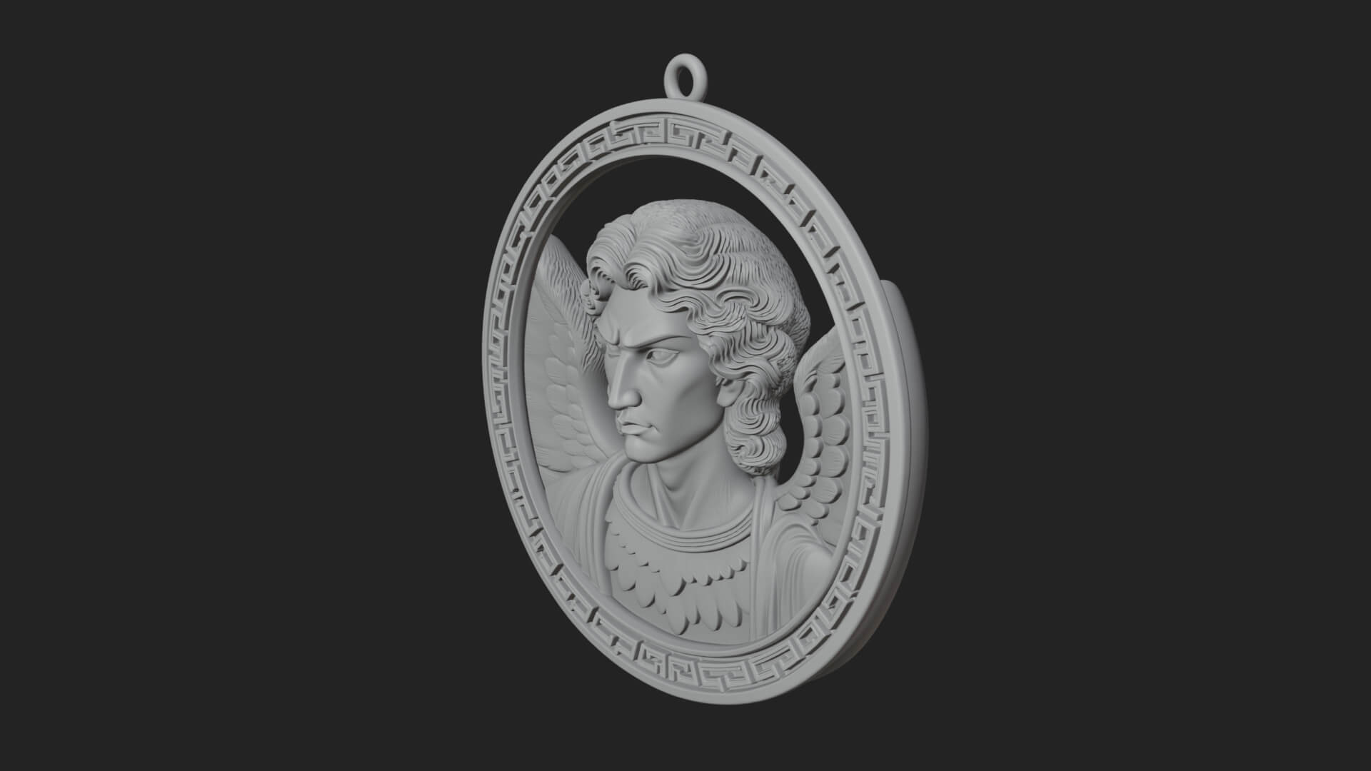 Winged Angel Oval Relief Plaque Design 10 3D Print Model 3D Model