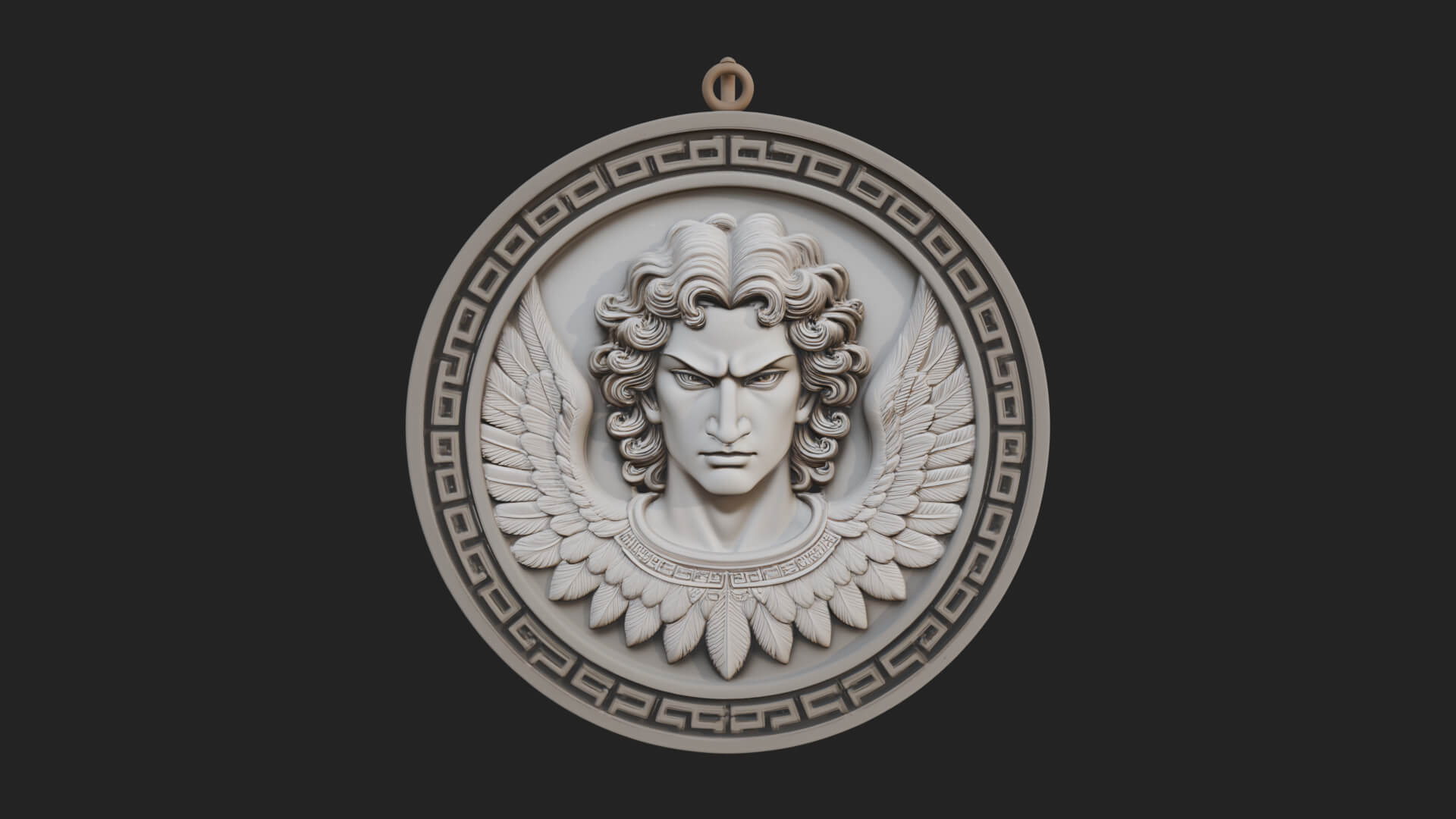 Winged Angel Oval Relief Plaque Design 11 3D Print Model 3D Model